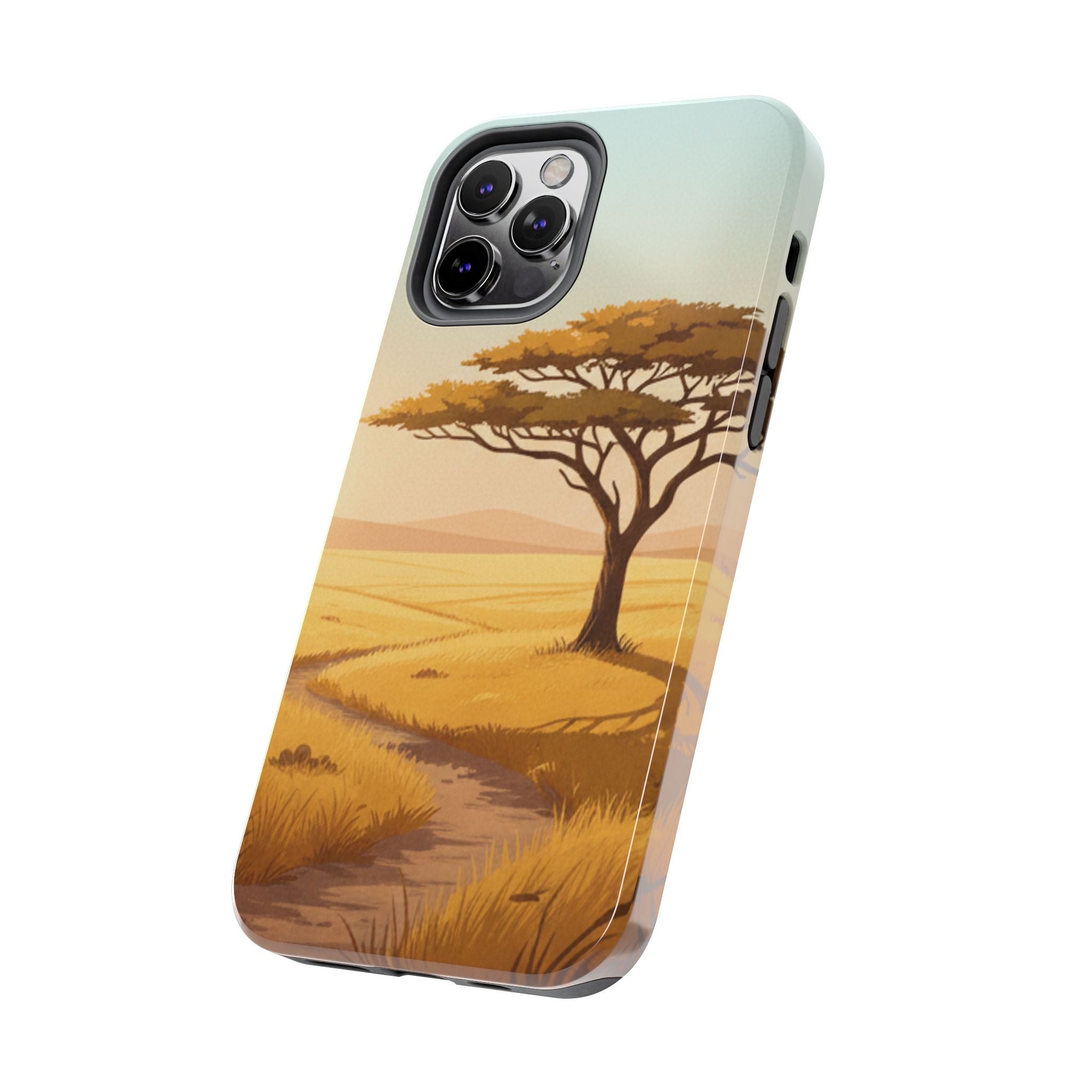 Safari Sunset Tough Phone Case — African Savanna Tree Design