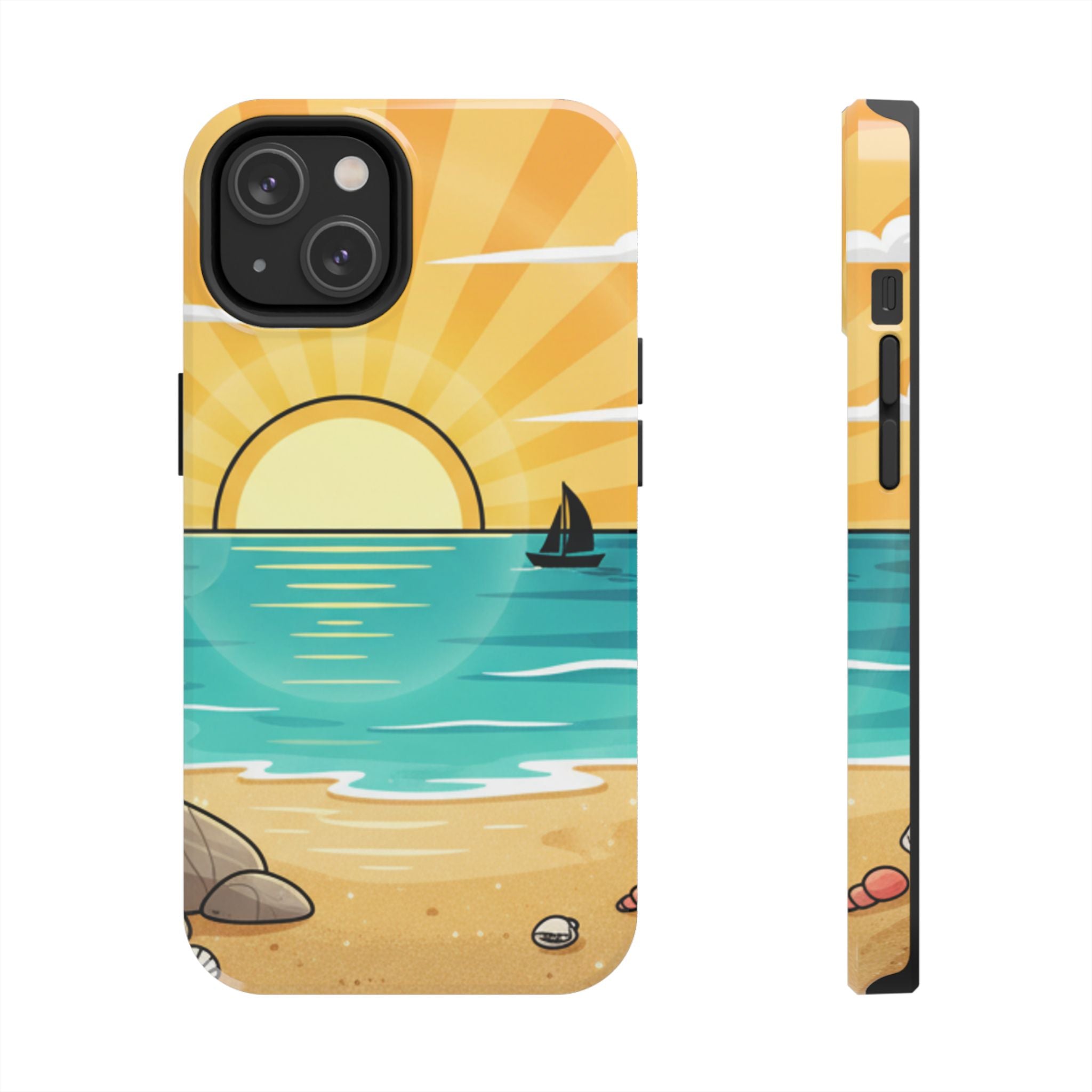 Tough Phone Case — Sunset Beach Sailboat Design