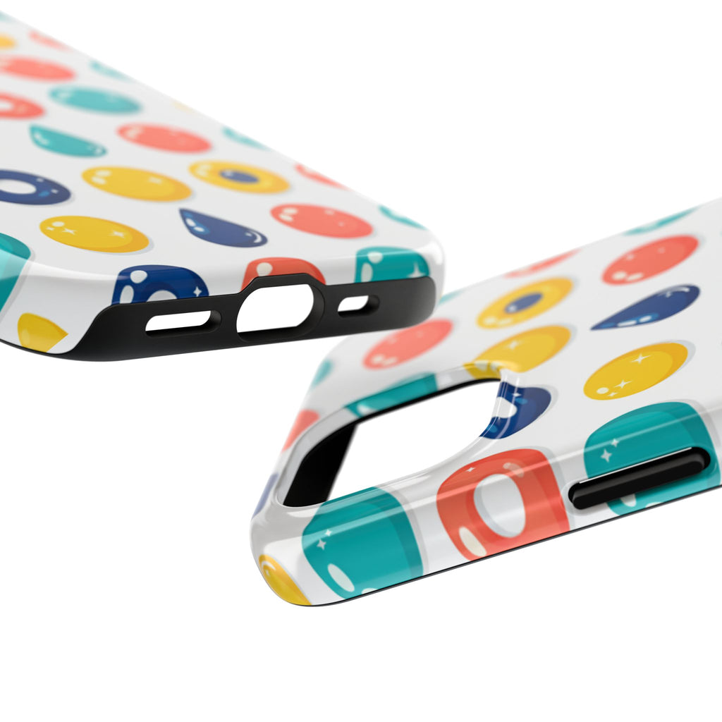 Colorful Candy Dot Tough Phone Case — Bright Retro Polka Drop Design