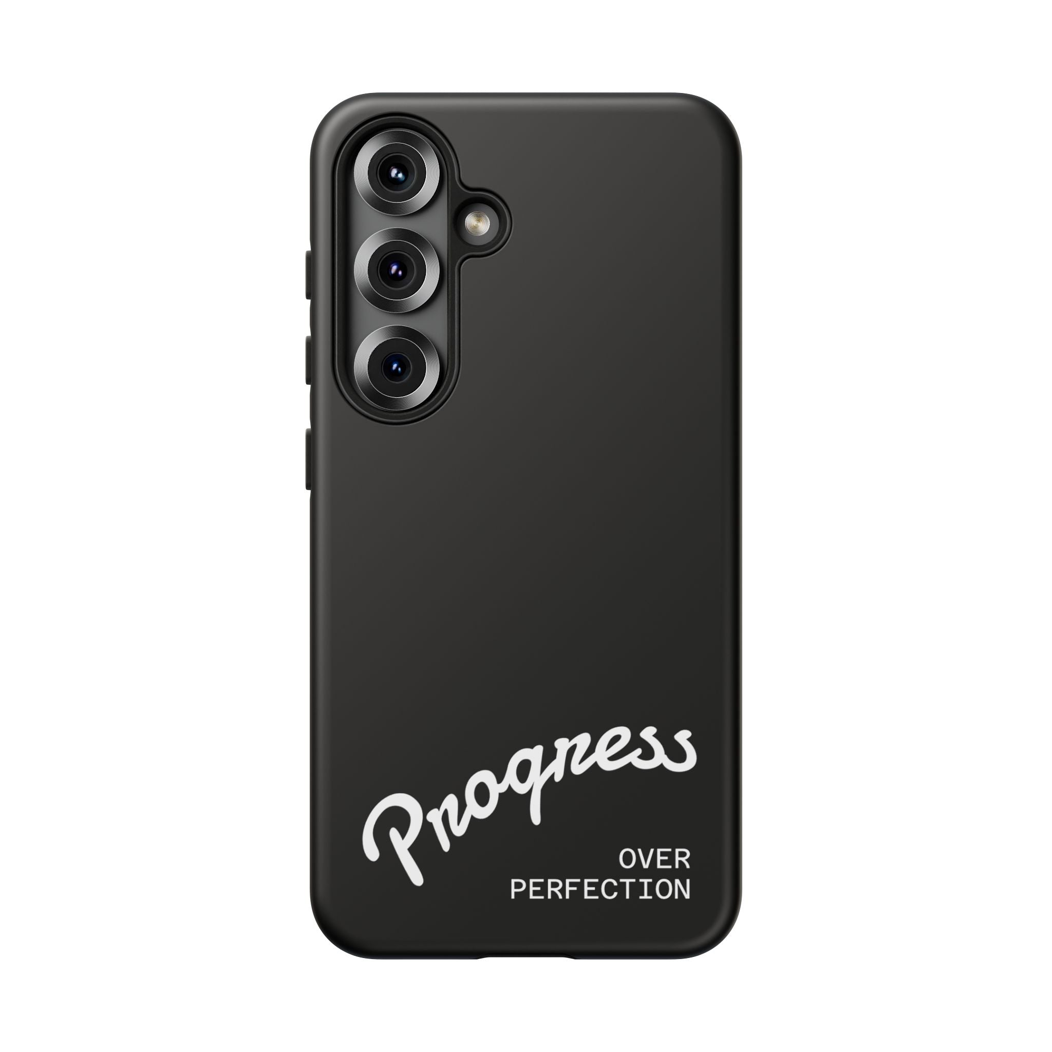 Phone Case - "Progress Over Perfection" Glossy Black Protective Cover