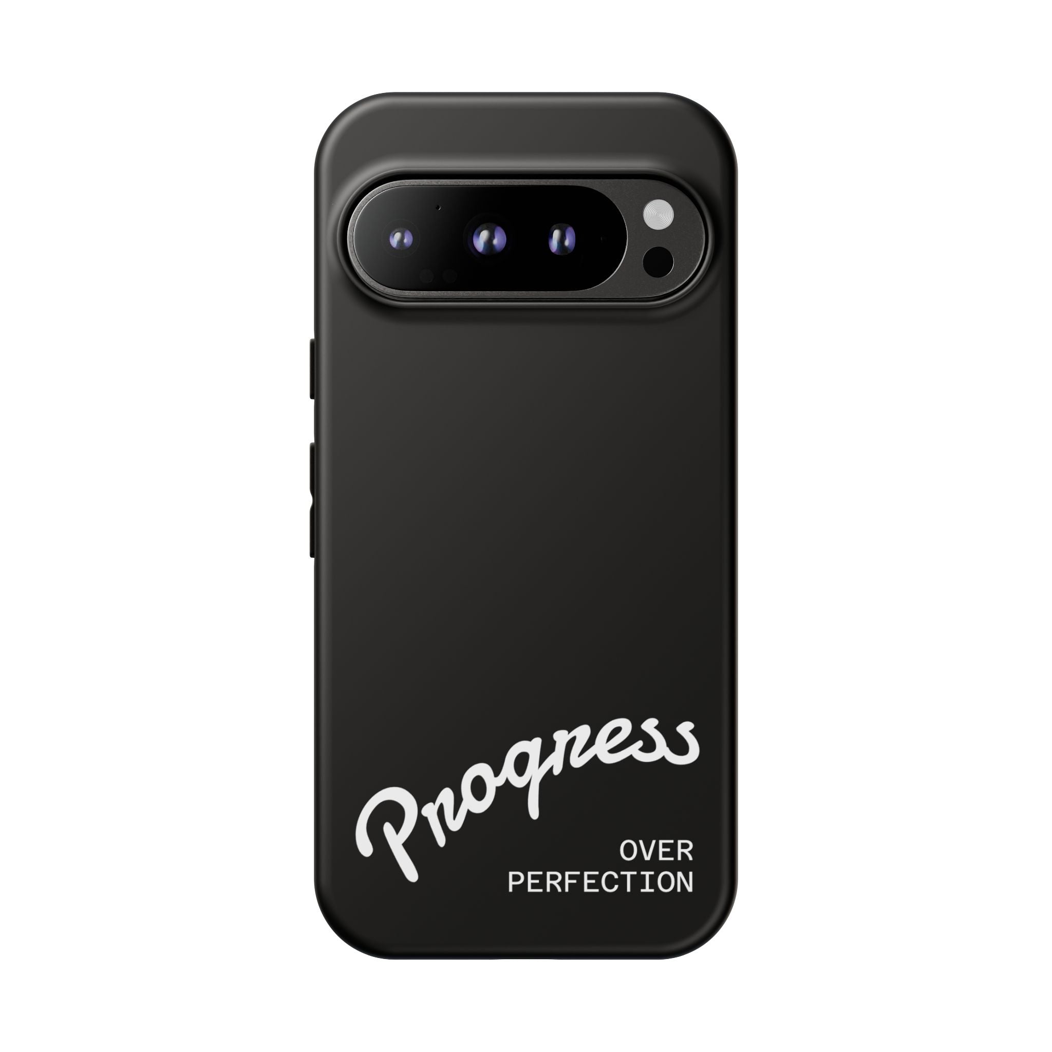 Phone Case - "Progress Over Perfection" Glossy Black Protective Cover
