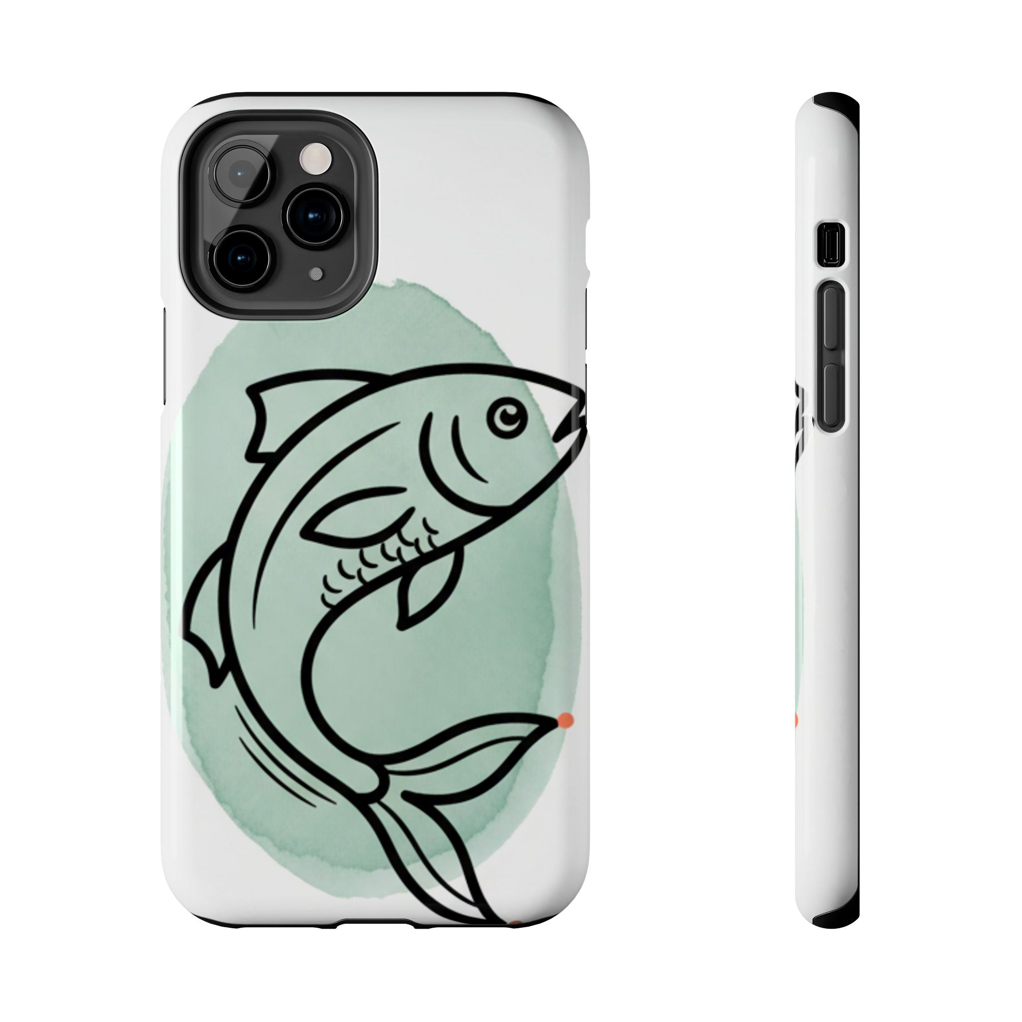 Fish Silhouette Tough Phone Case — Minimalist Aqua Watercolor Design