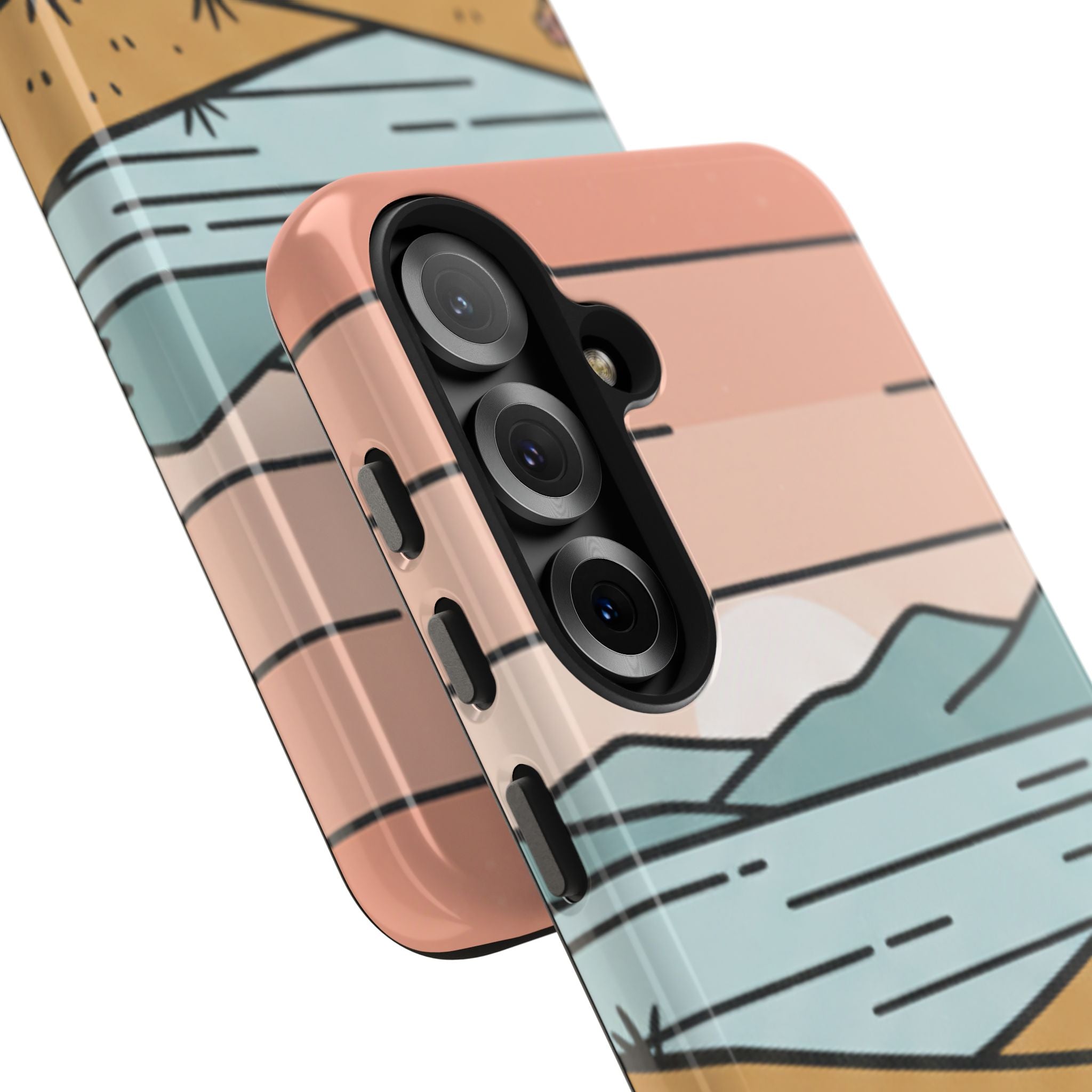 Scenic Path Tough Phone Case — Pastel Lake & Mountain Protective Cover