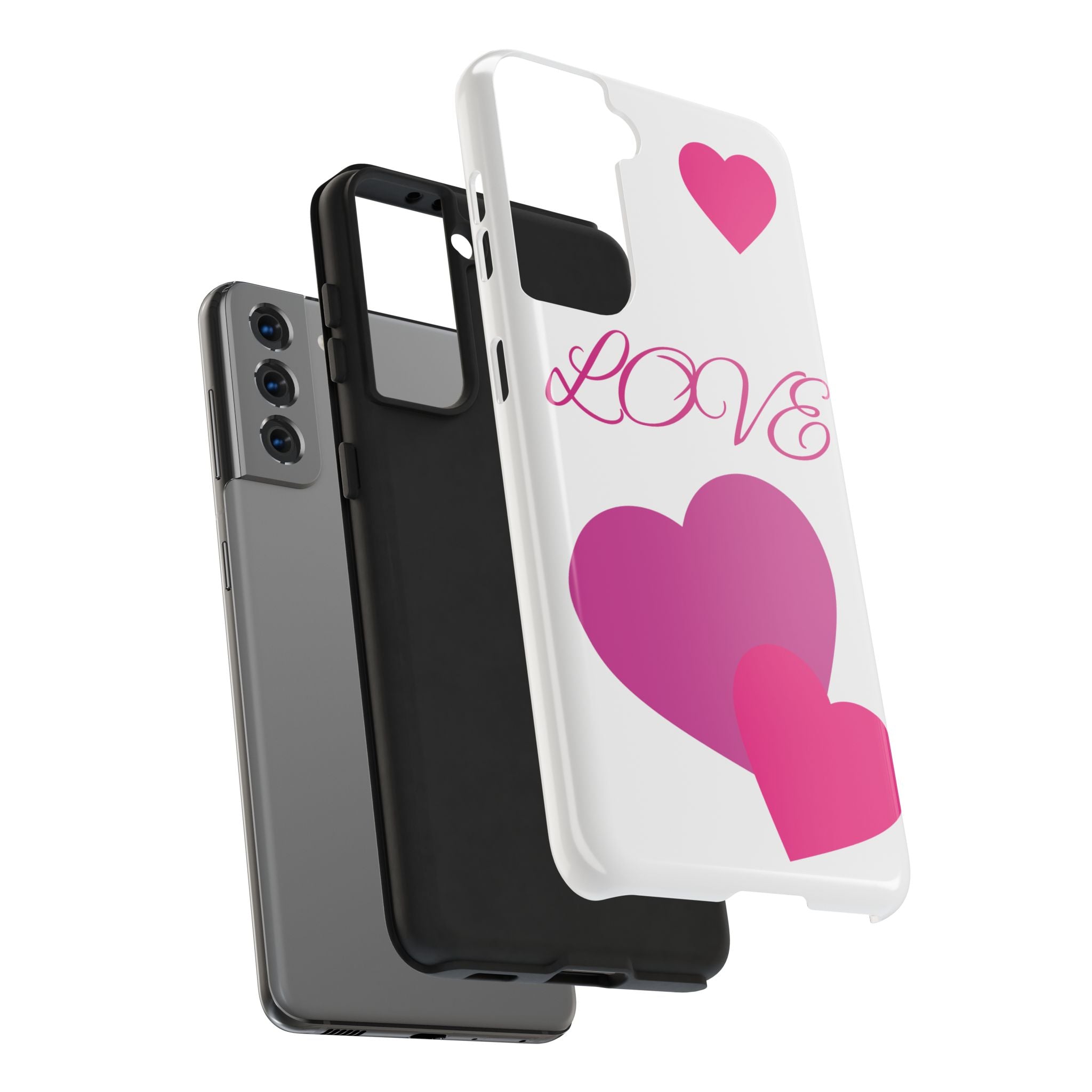 Love Heart Tough Phone Case — Pink Hearts Protective Phone Cover