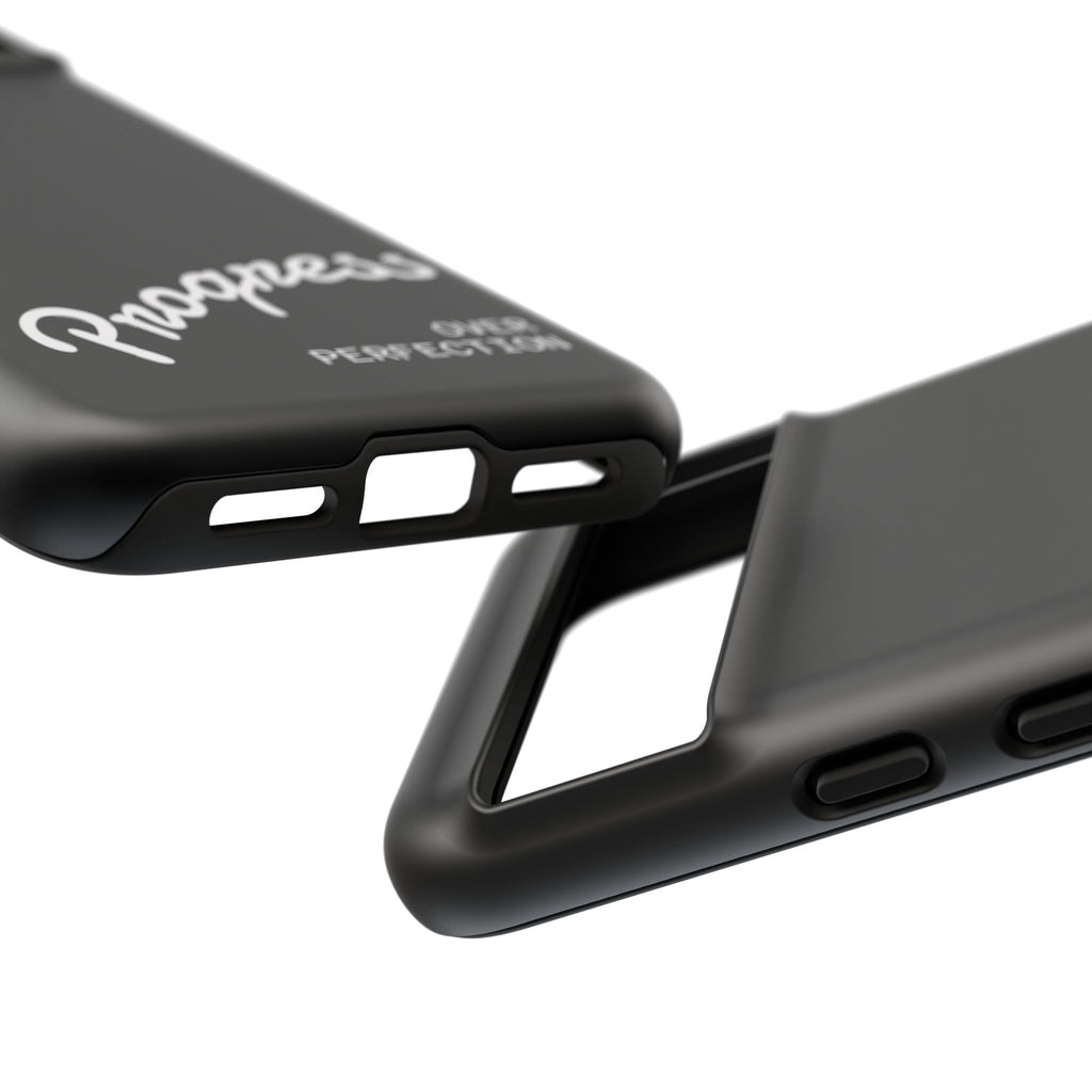 Phone Case - "Progress Over Perfection" Glossy Black Protective Cover