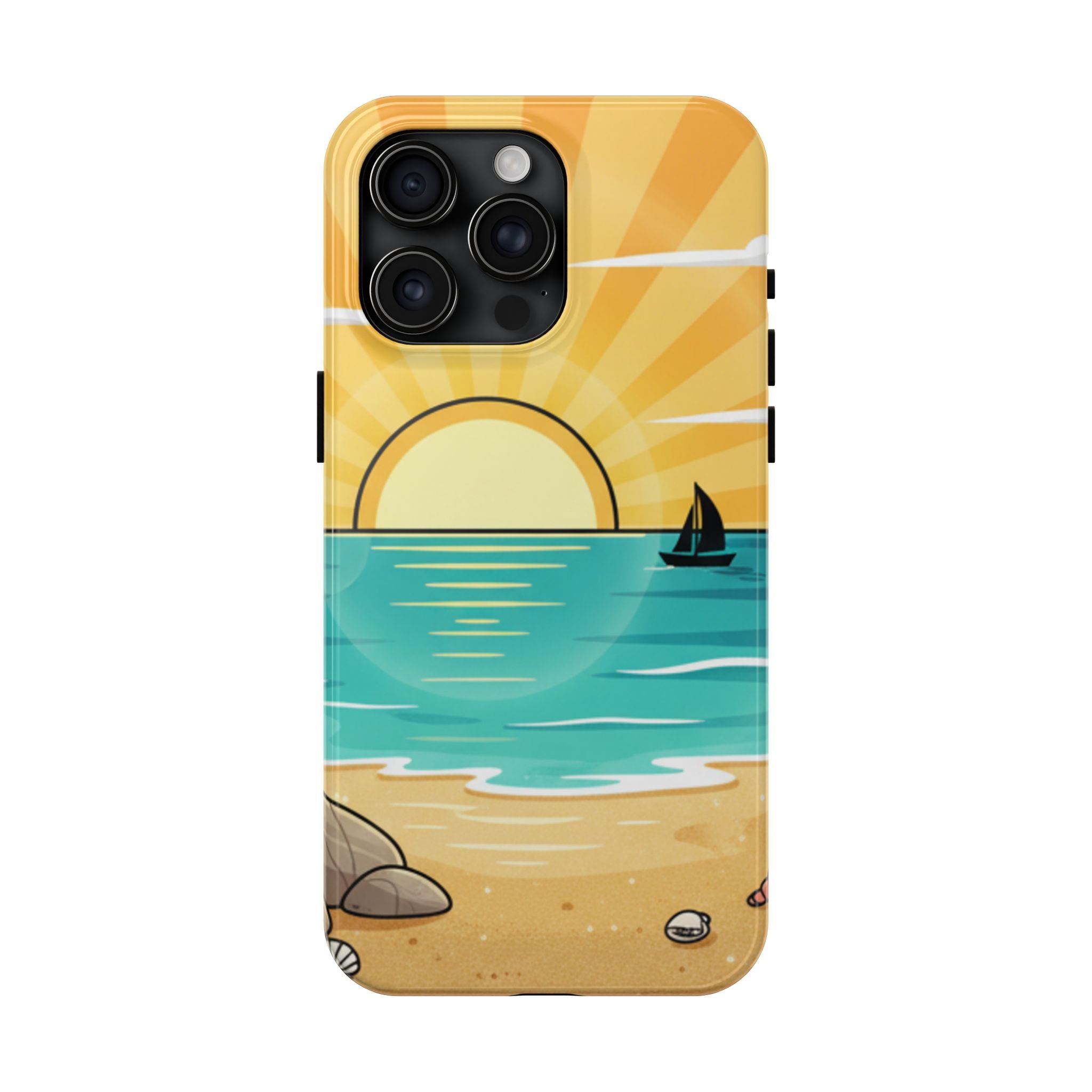 Tough Phone Case — Sunset Beach Sailboat Design