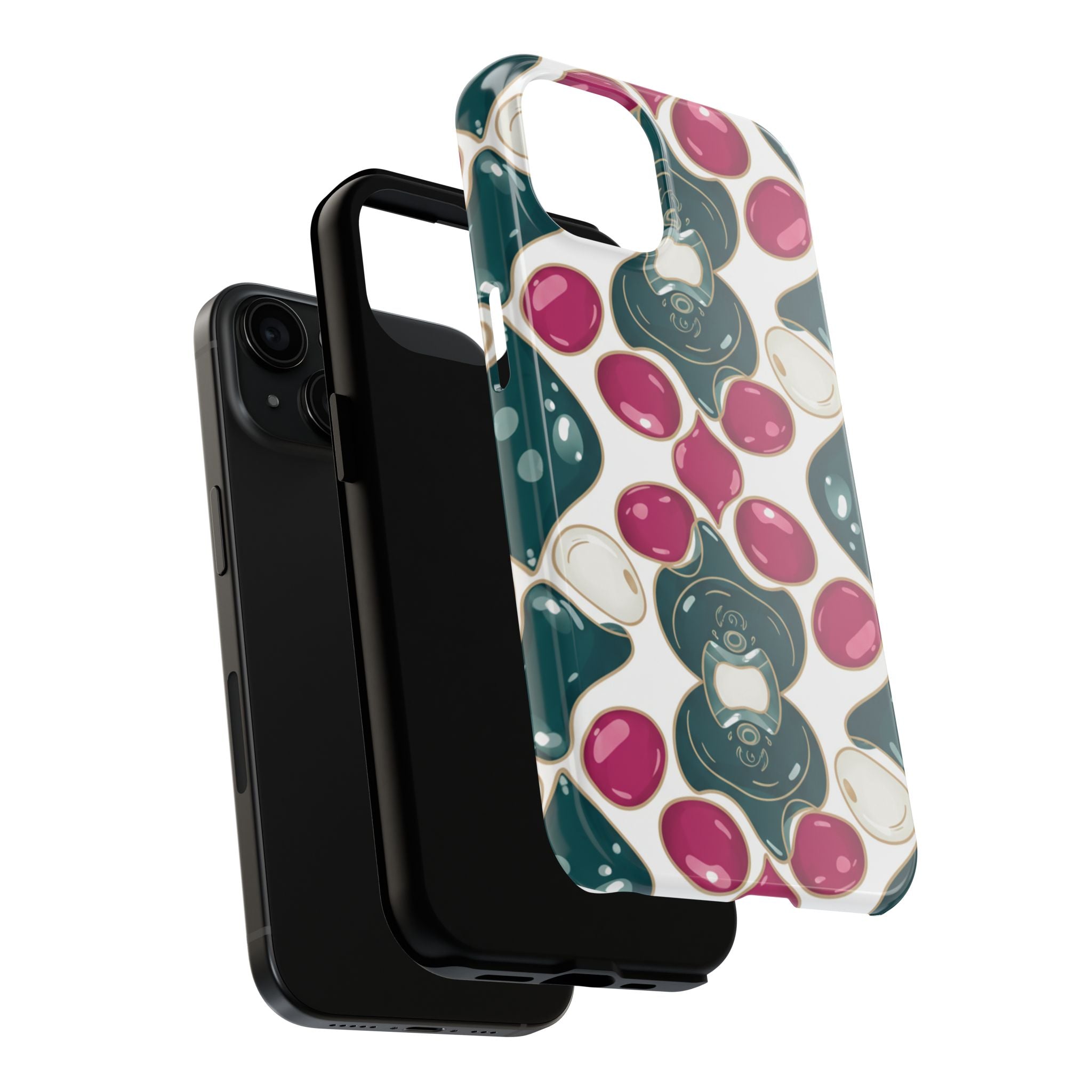 Floral Jewel Pattern Tough Phone Case — Teal & Fuchsia Protective Cover