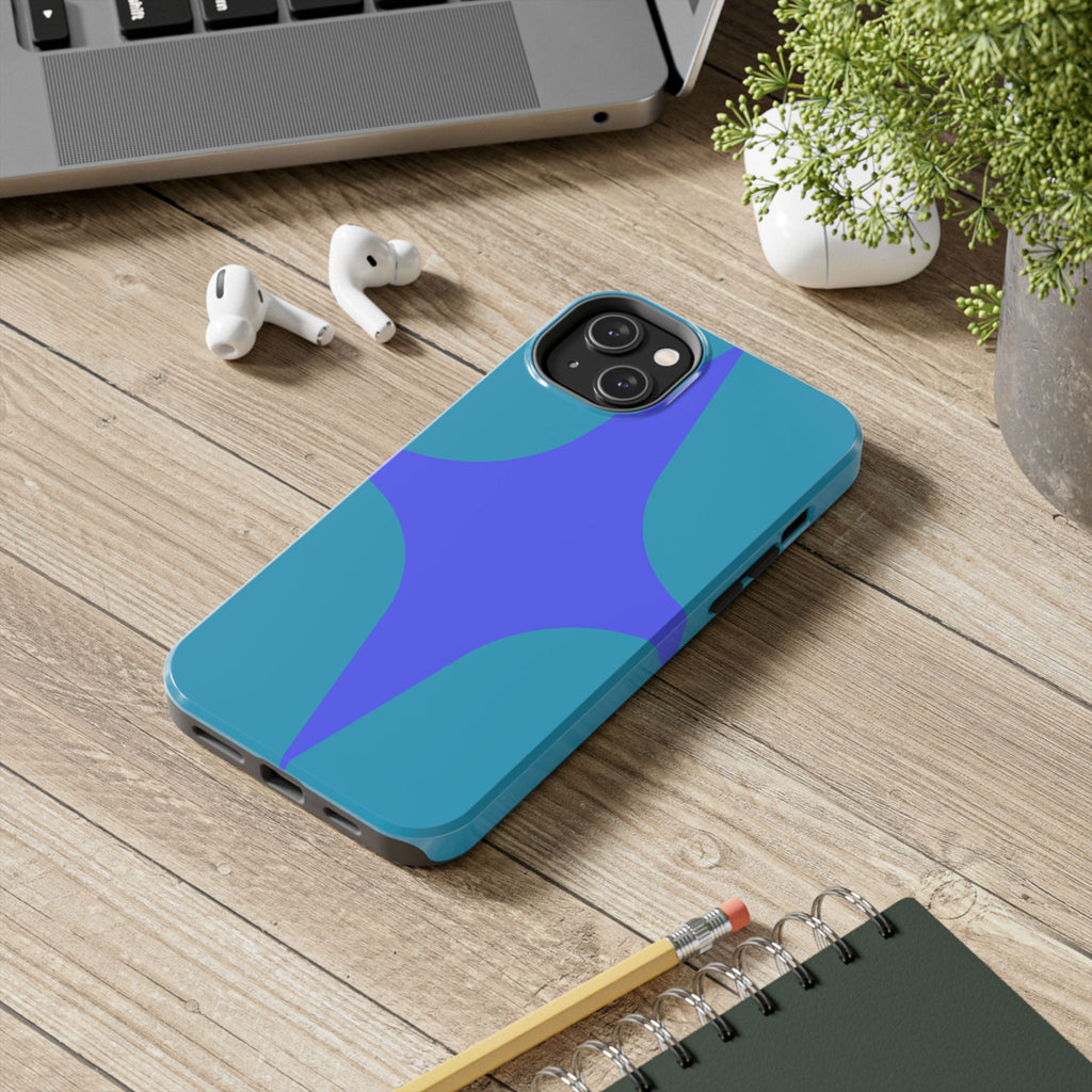 Teal & Indigo Starburst Tough Phone Case — Durable Protective Phone Case