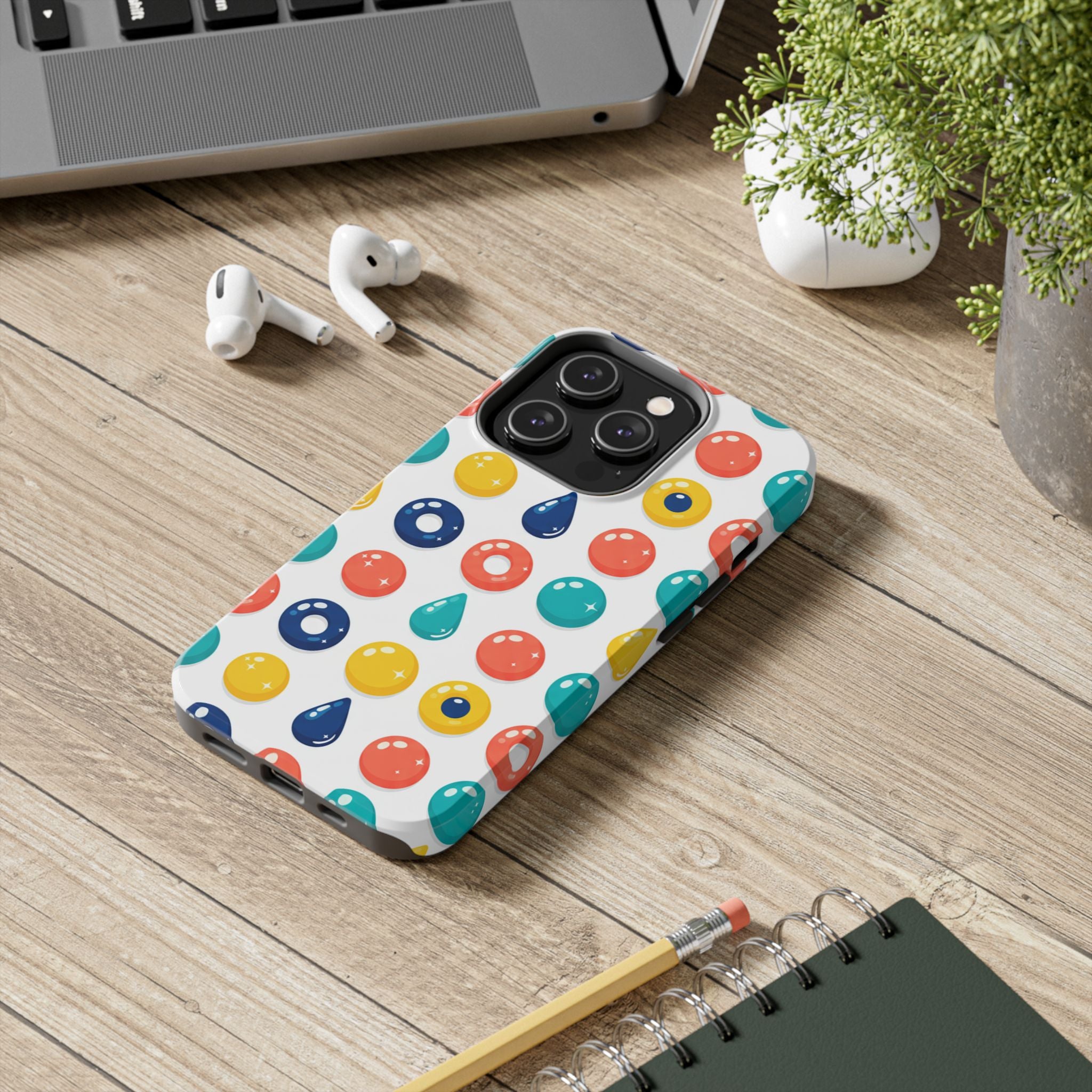 Colorful Candy Dot Tough Phone Case — Bright Retro Polka Drop Design