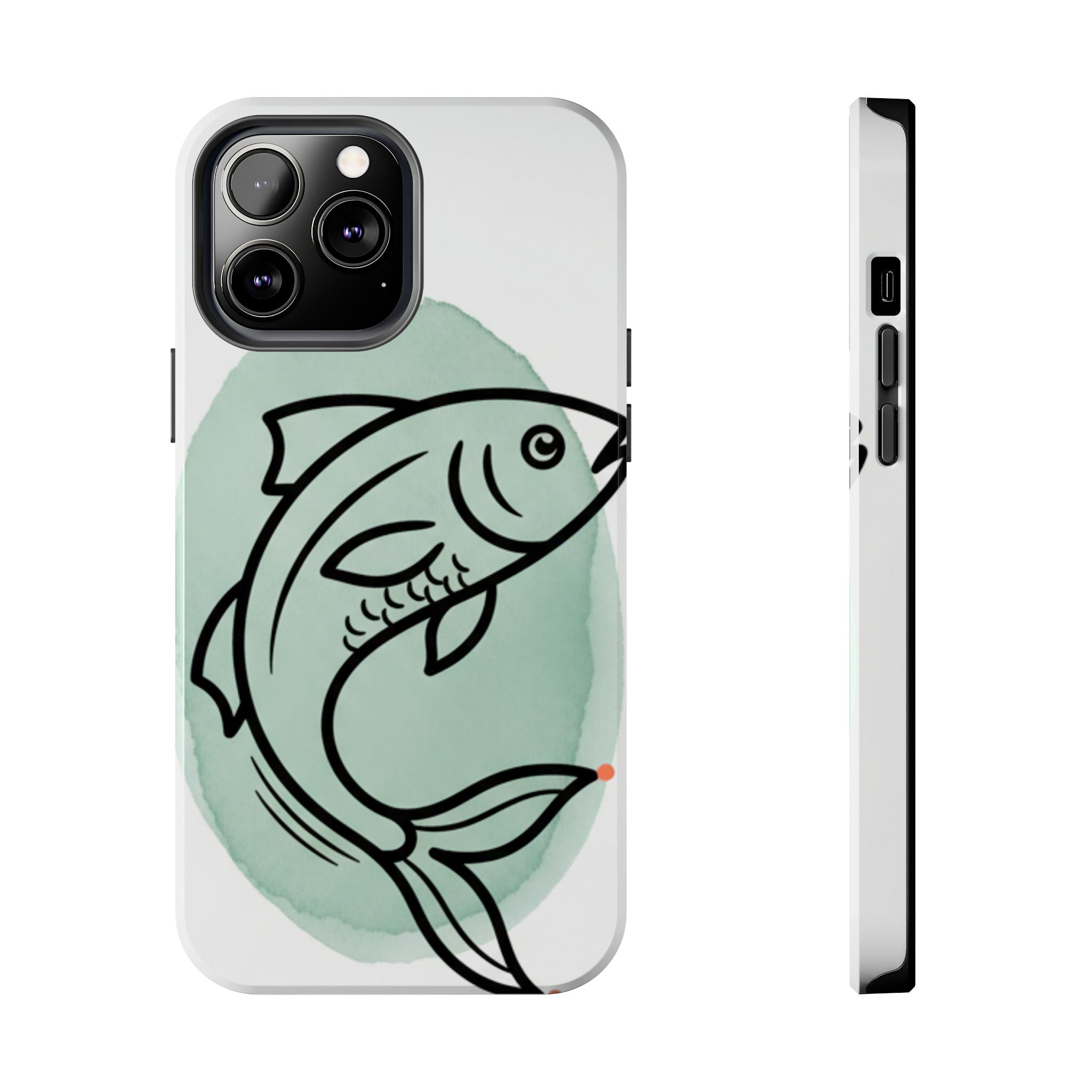 Fish Silhouette Tough Phone Case — Minimalist Aqua Watercolor Design