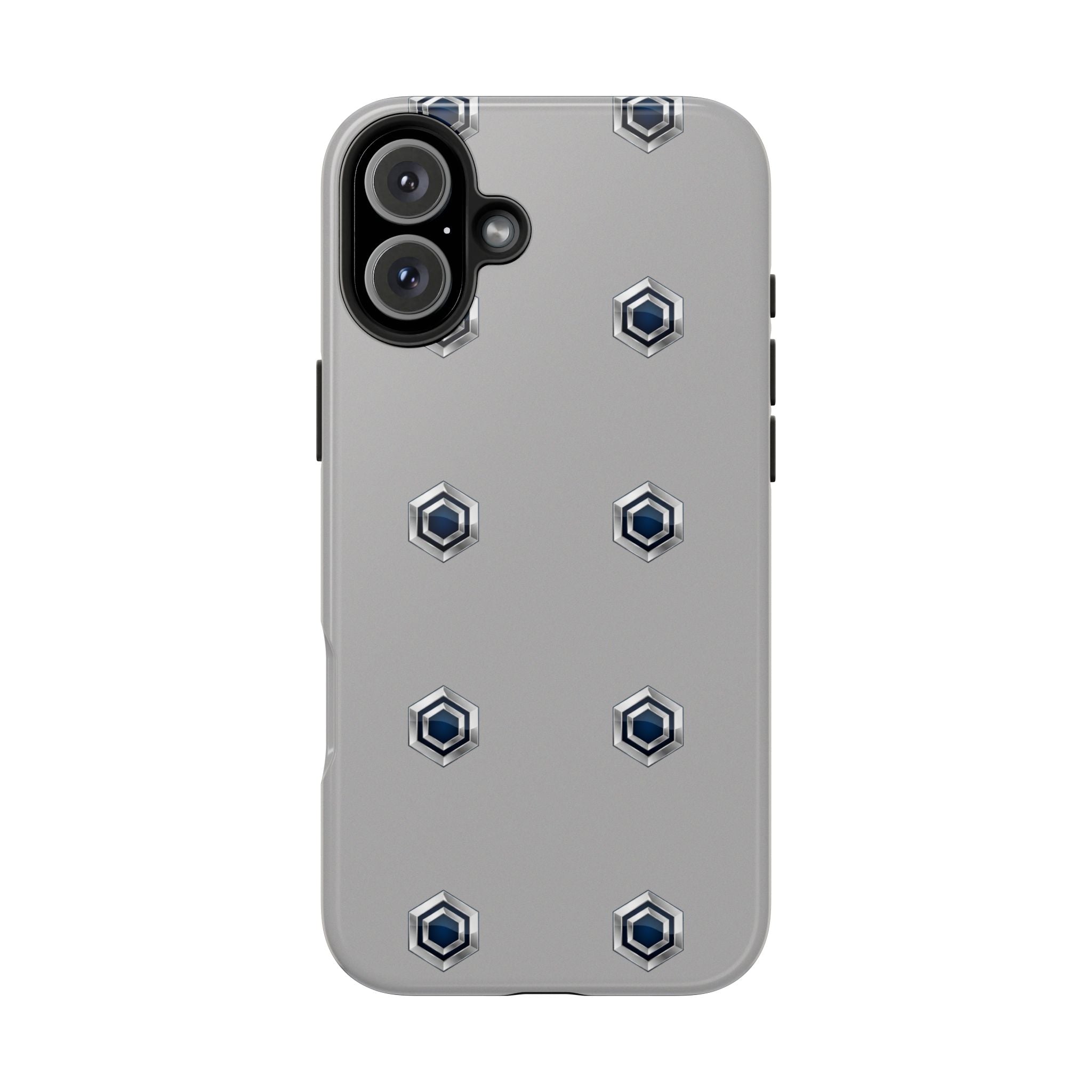 Tough Phone Case — Minimal Hex Rivet Armor (Gray)