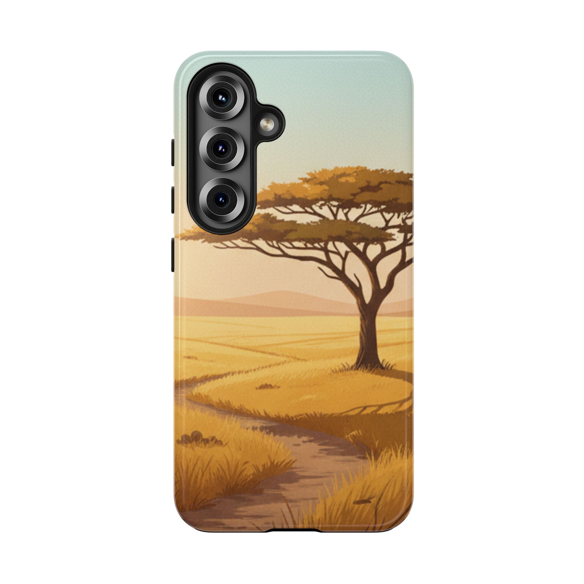 Safari Sunset Tough Phone Case — African Savanna Tree Design