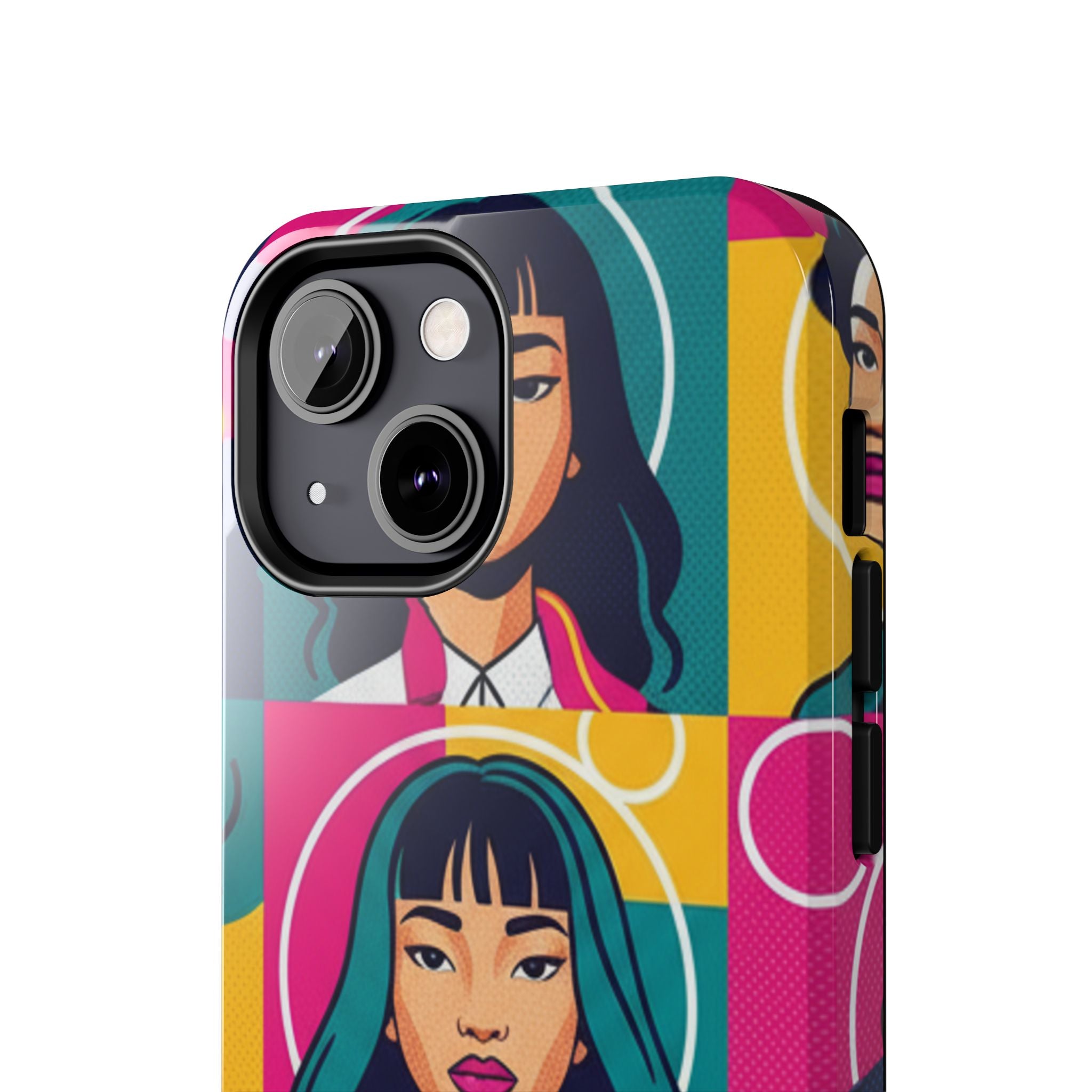 Bold Pop Art Faces Tough Phone Case — Colorful Retro Portrait Protective Cover