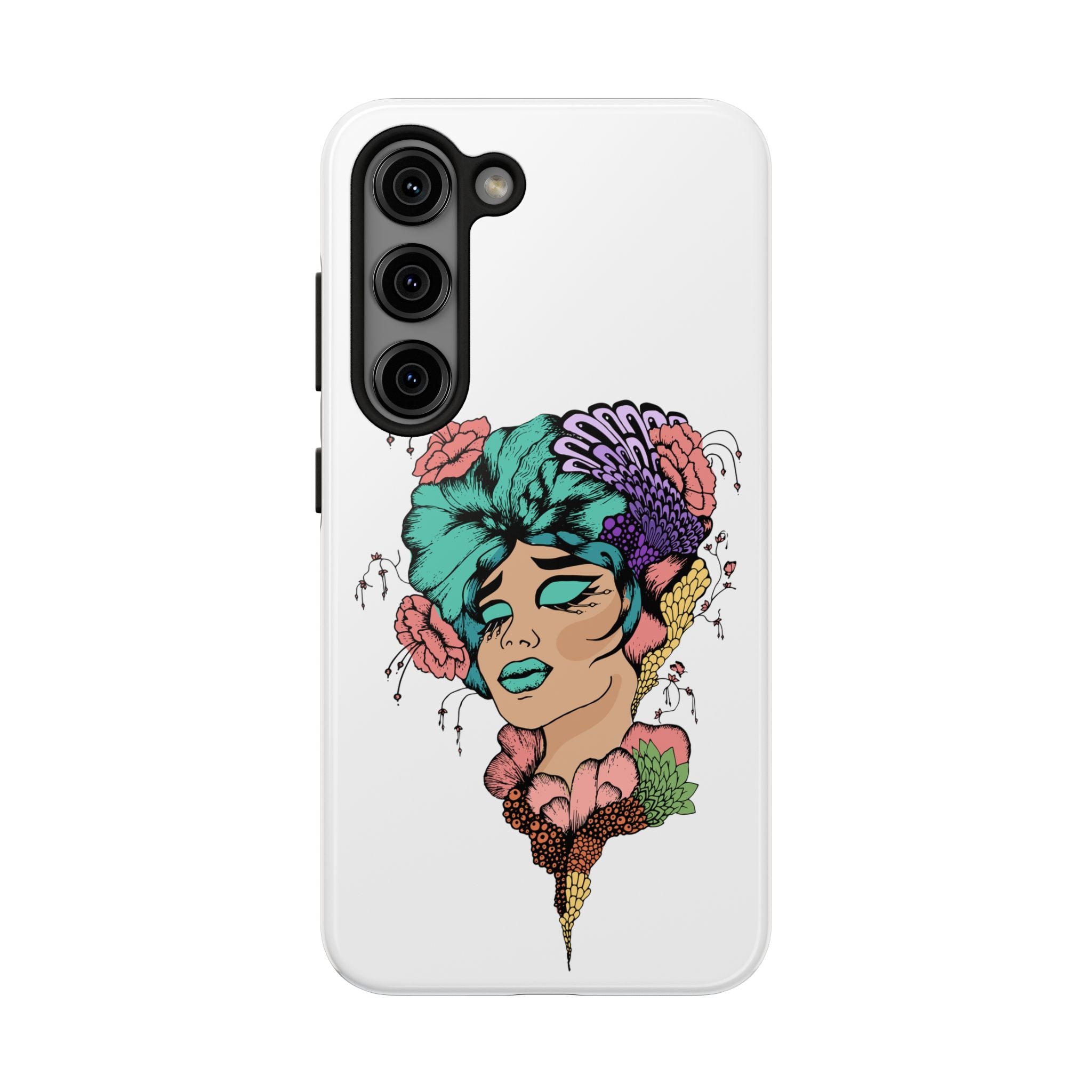 Tough Phone Case — Floral Pop Art Portrait Protective Cover