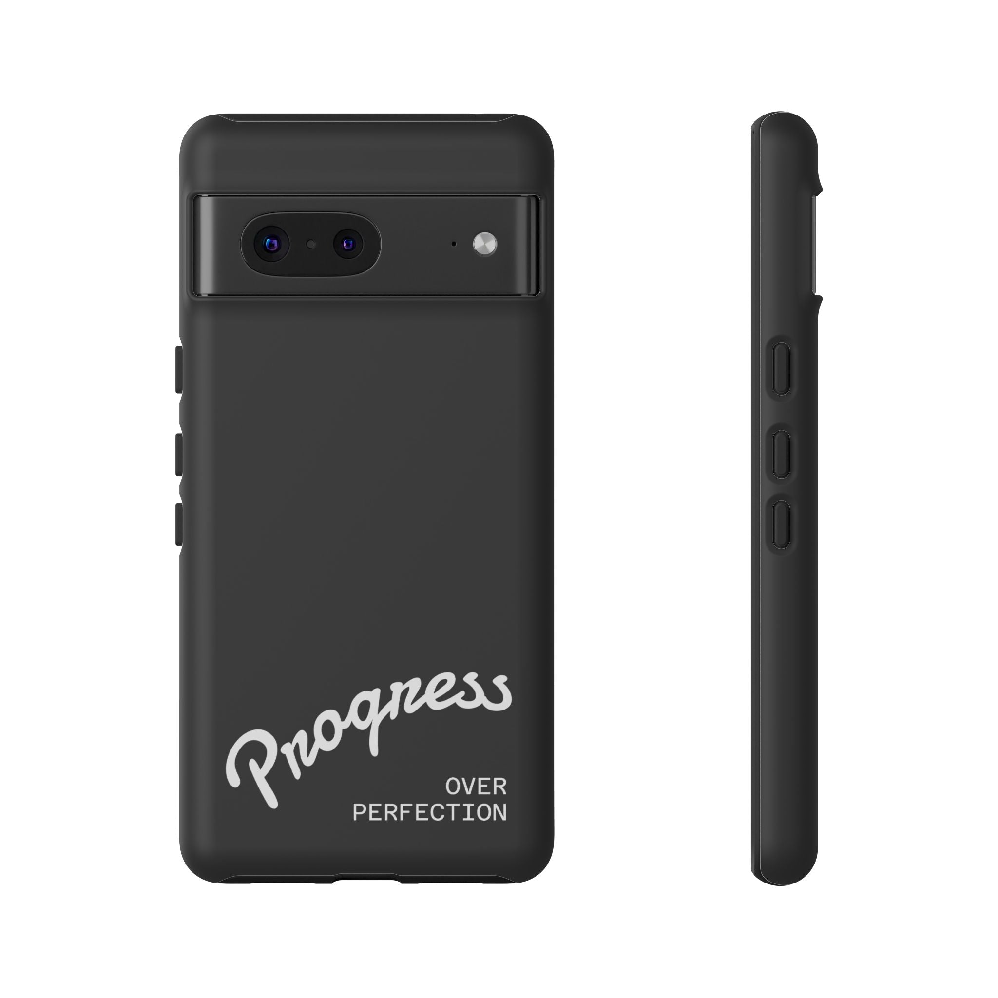 Phone Case - "Progress Over Perfection" Glossy Black Protective Cover