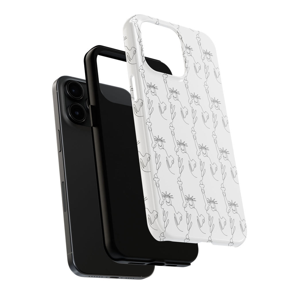 Statue of Liberty Sketch Tough Phone Case — Minimal Patriotic iPhone Cover