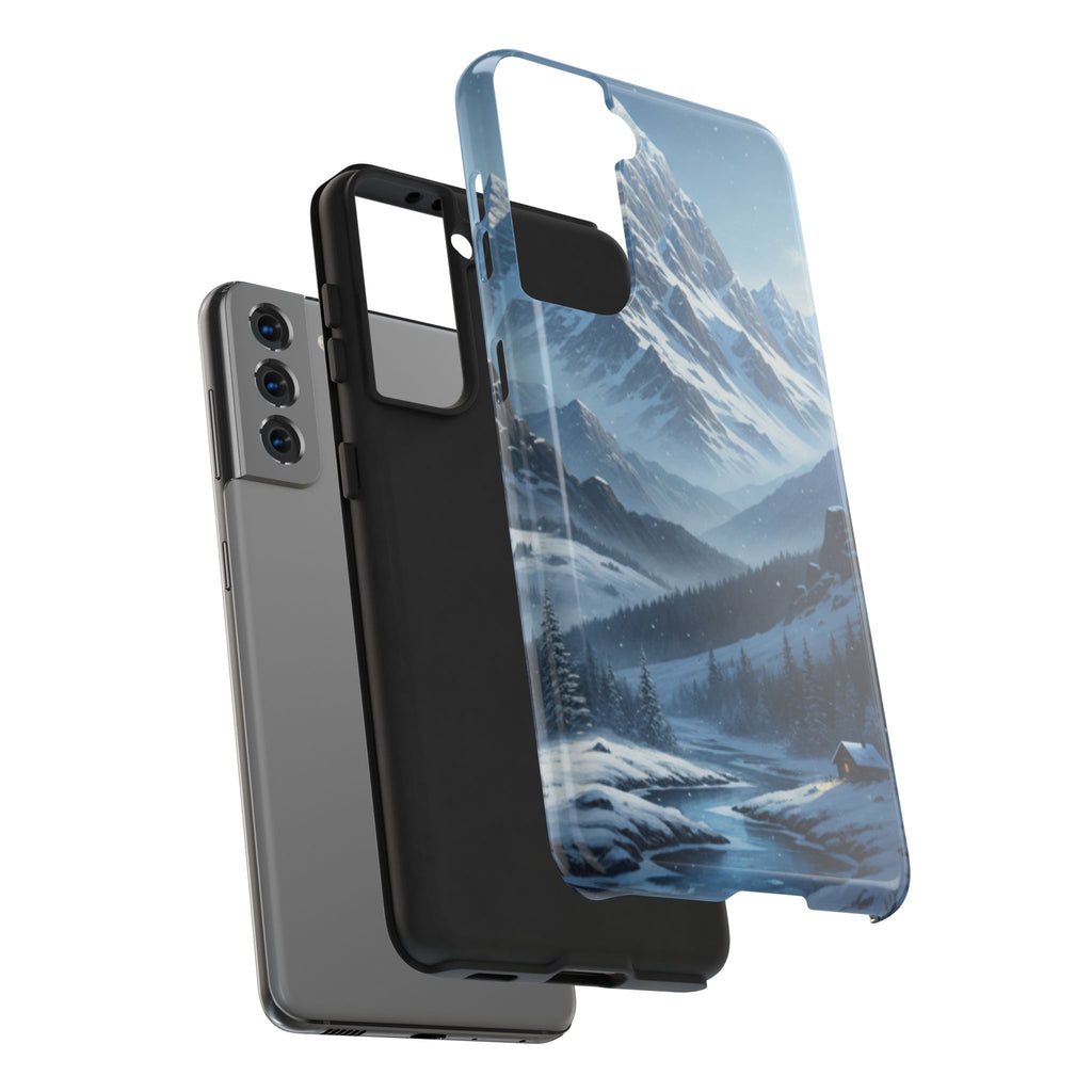 Tough Phone Case — Snowy Mountain Cabin Landscape Protective Phone Cover