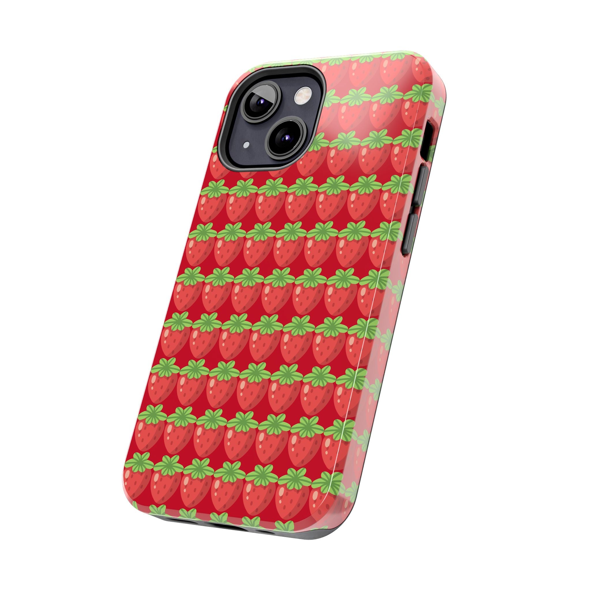 Strawberry Pattern Tough Phone Case — Cute Red Fruit Protective Cover