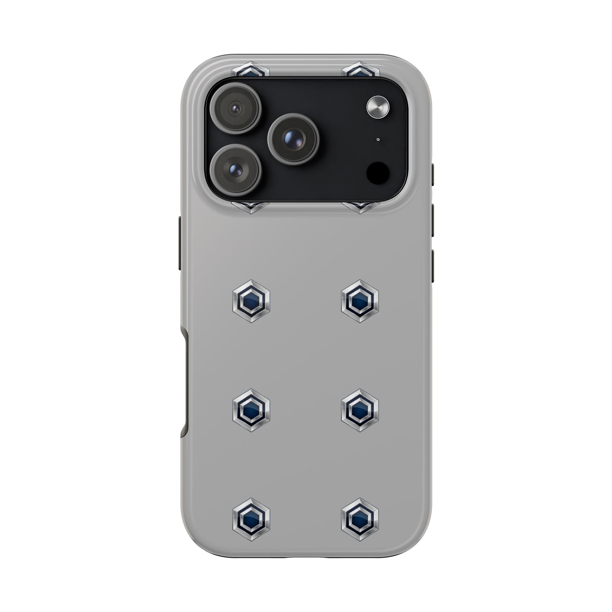 Tough Phone Case — Minimal Hex Rivet Armor (Gray)