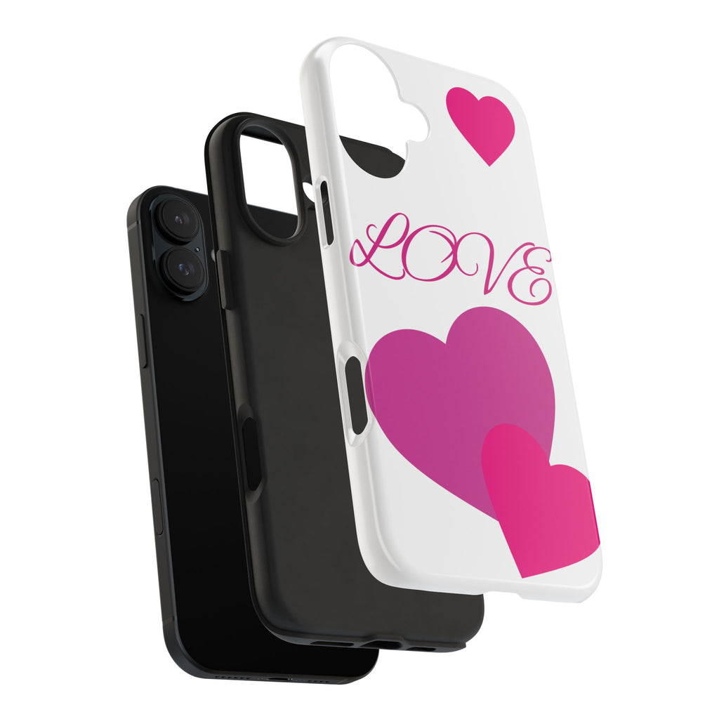 Love Heart Tough Phone Case — Pink Hearts Protective Phone Cover
