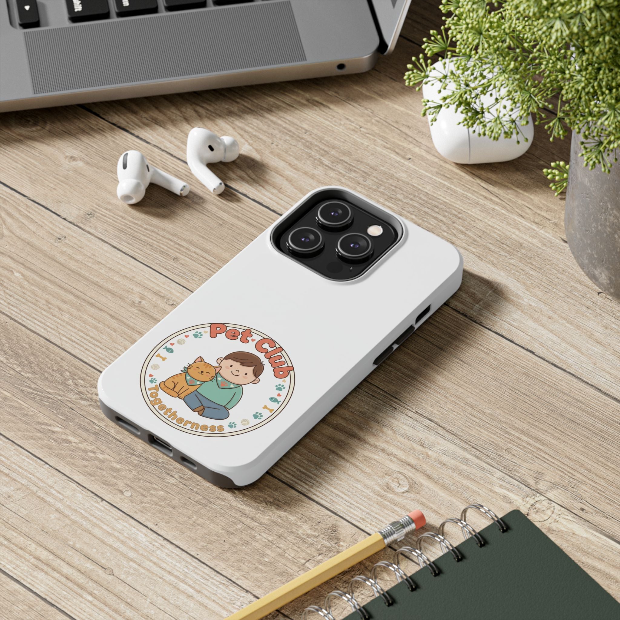 Pet Club Tough Phone Case — Cute Boy & Cat Illustration, "Togetherness" Design