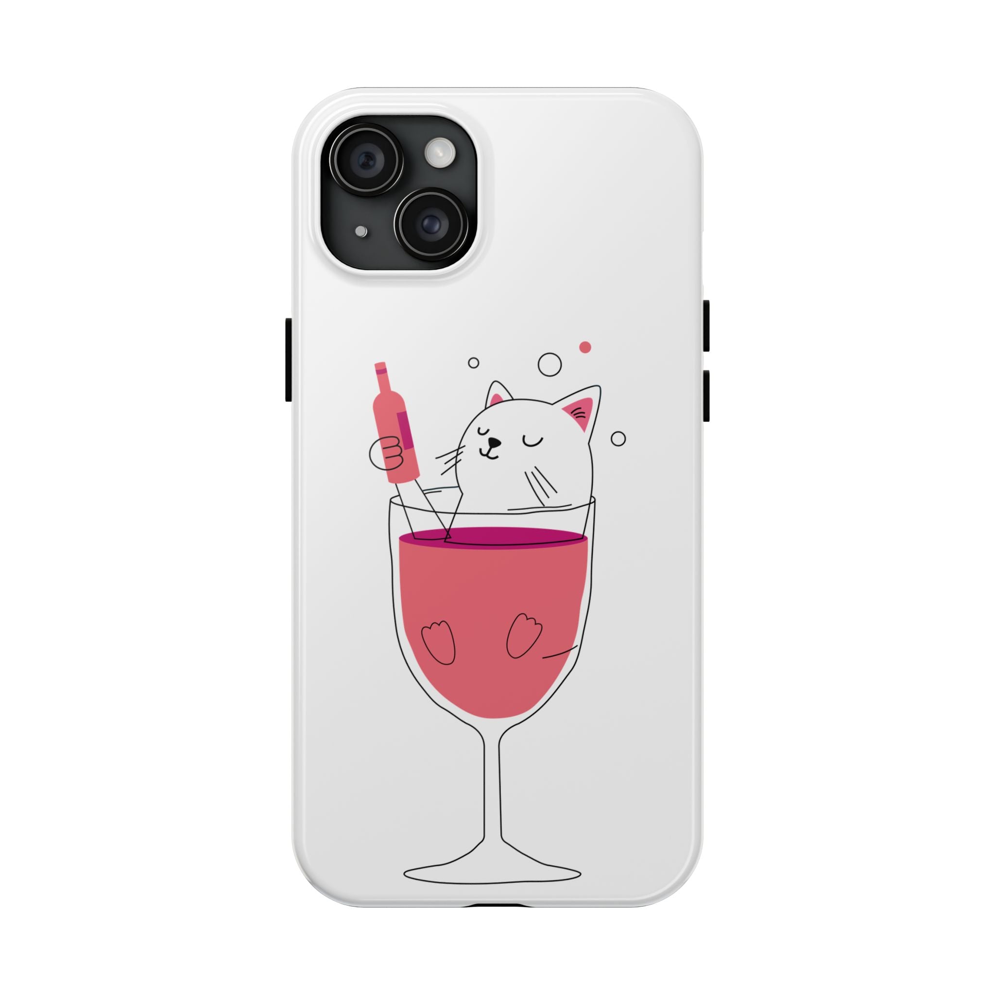 Cat Wine Phone Case — Cute Cat in Wine Glass Protective Case