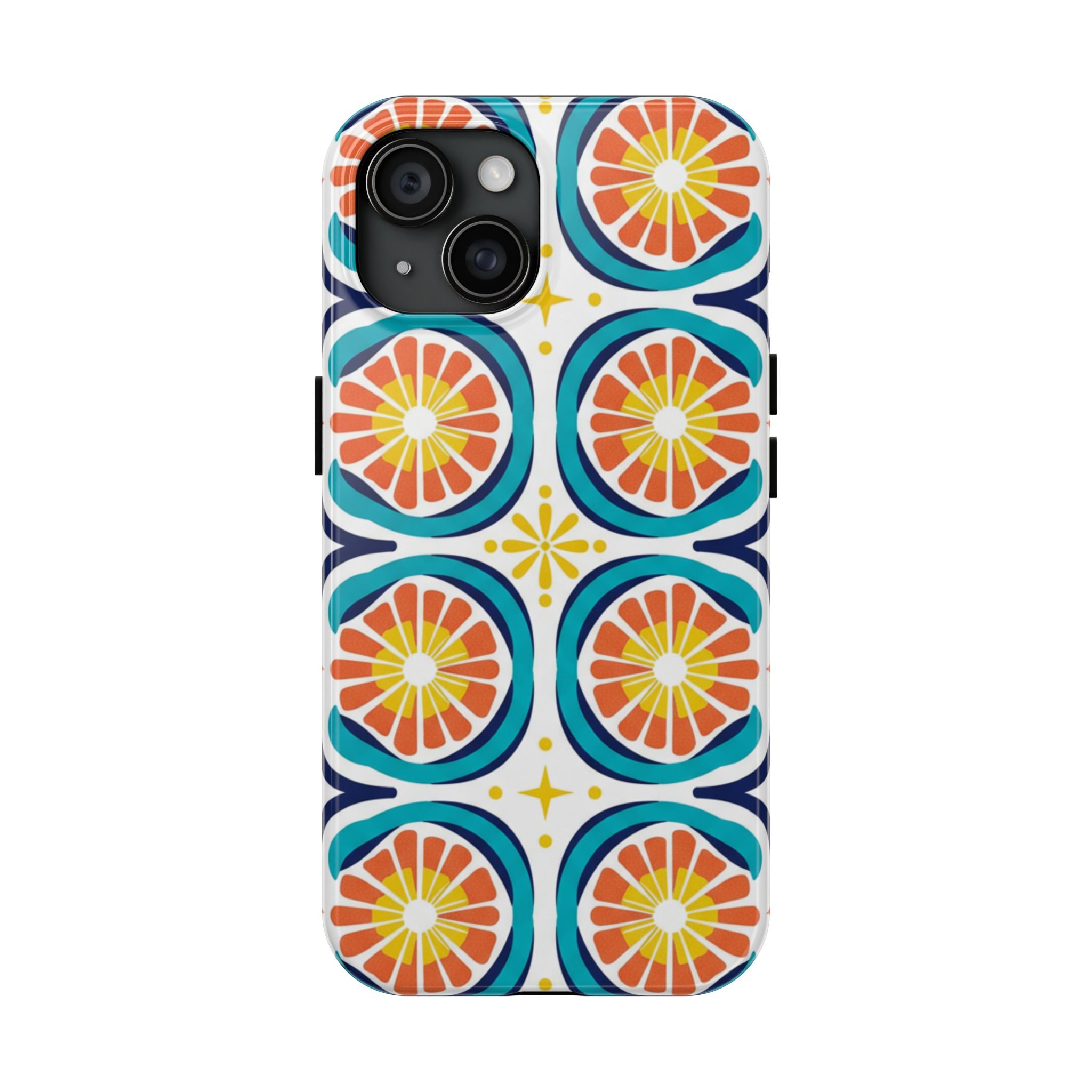 Citrus Tile Tough Phone Case — Colorful Retro Orange Slice Pattern