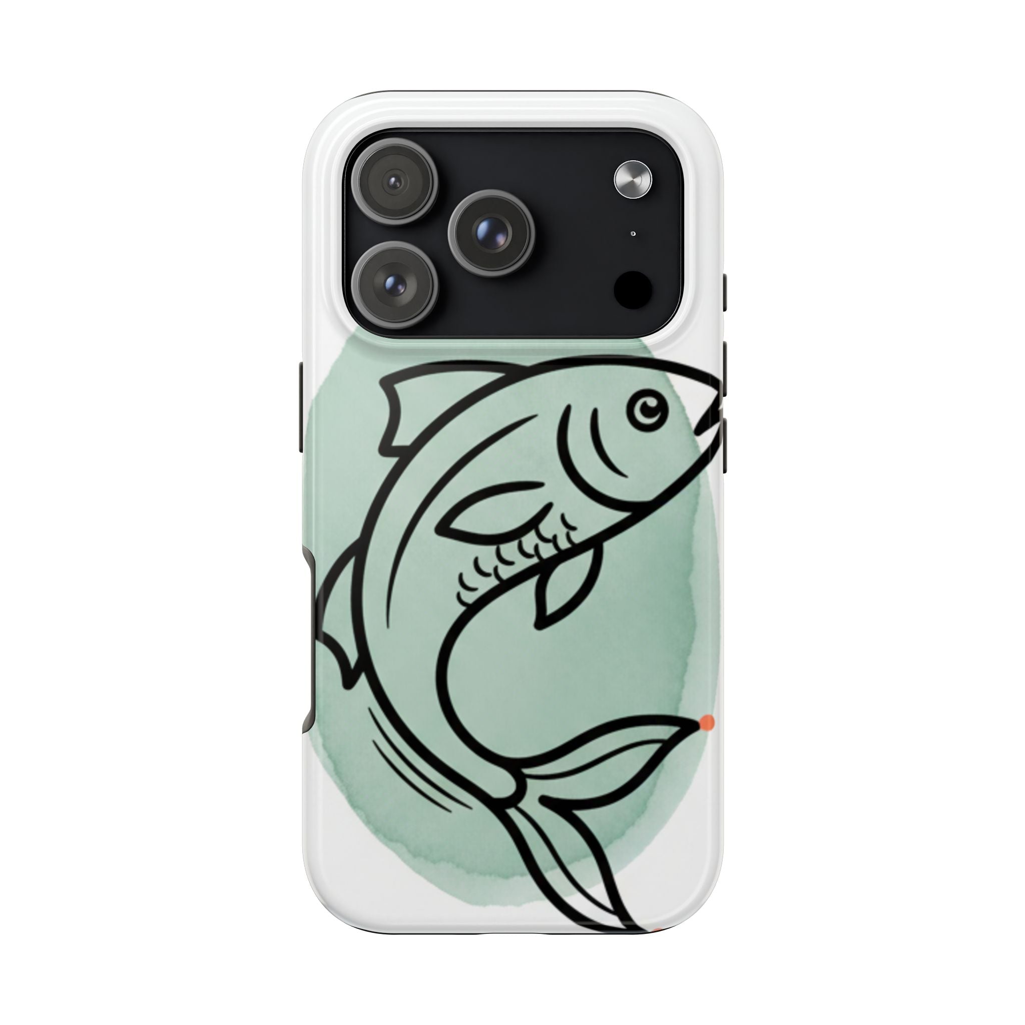 Fish Silhouette Tough Phone Case — Minimalist Aqua Watercolor Design