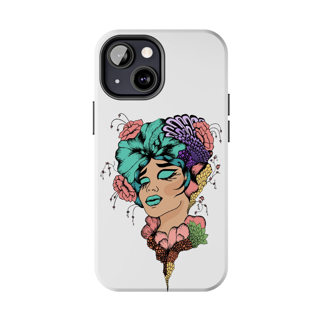 Tough Phone Case — Floral Pop Art Portrait Protective Cover