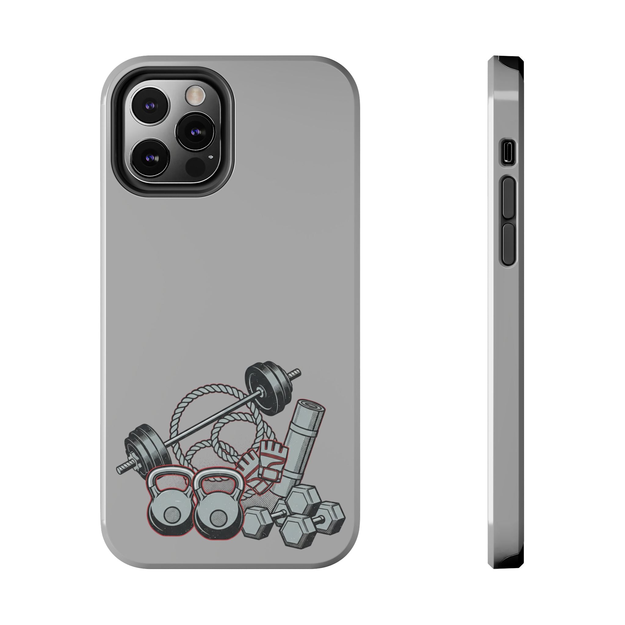 Fitness Gear Tough Phone Case — Dumbbells, Kettlebells & Jump Rope Design
