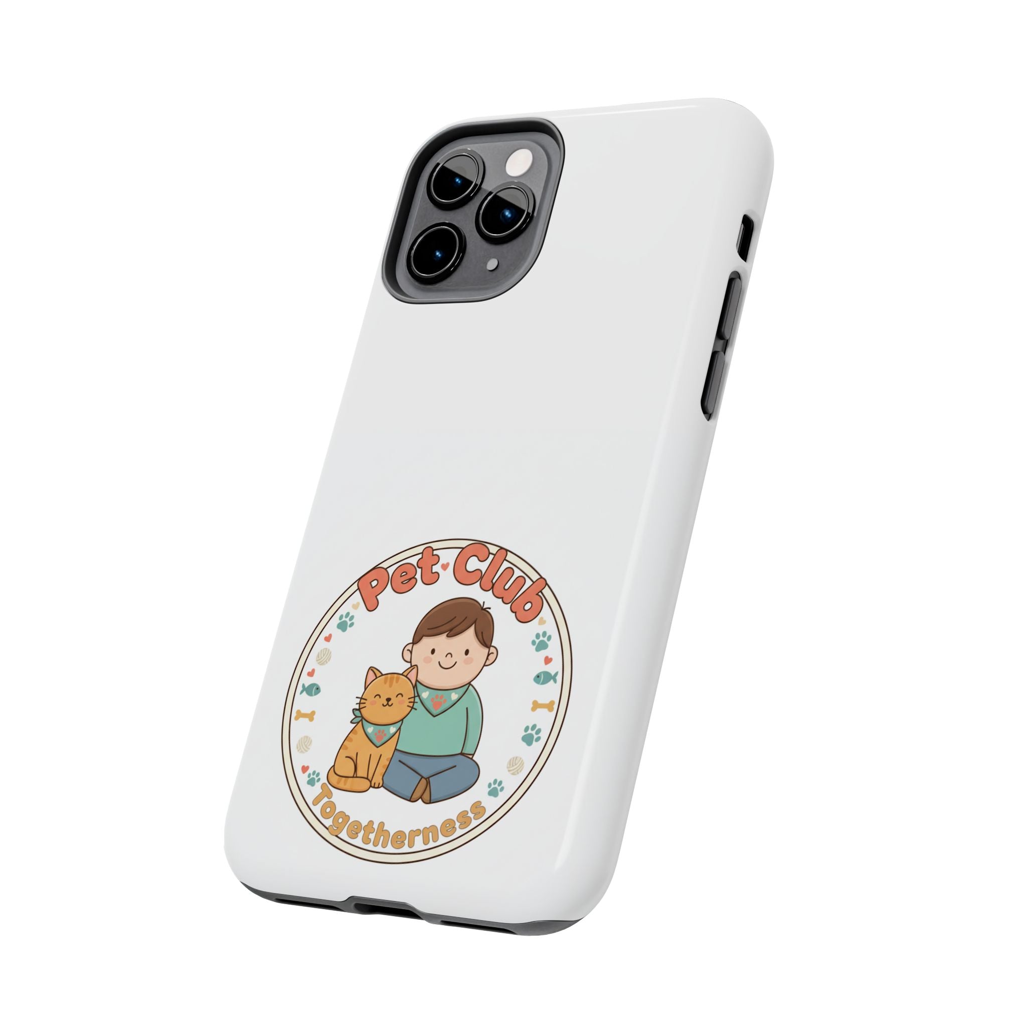 Pet Club Tough Phone Case — Cute Boy & Cat Illustration, "Togetherness" Design