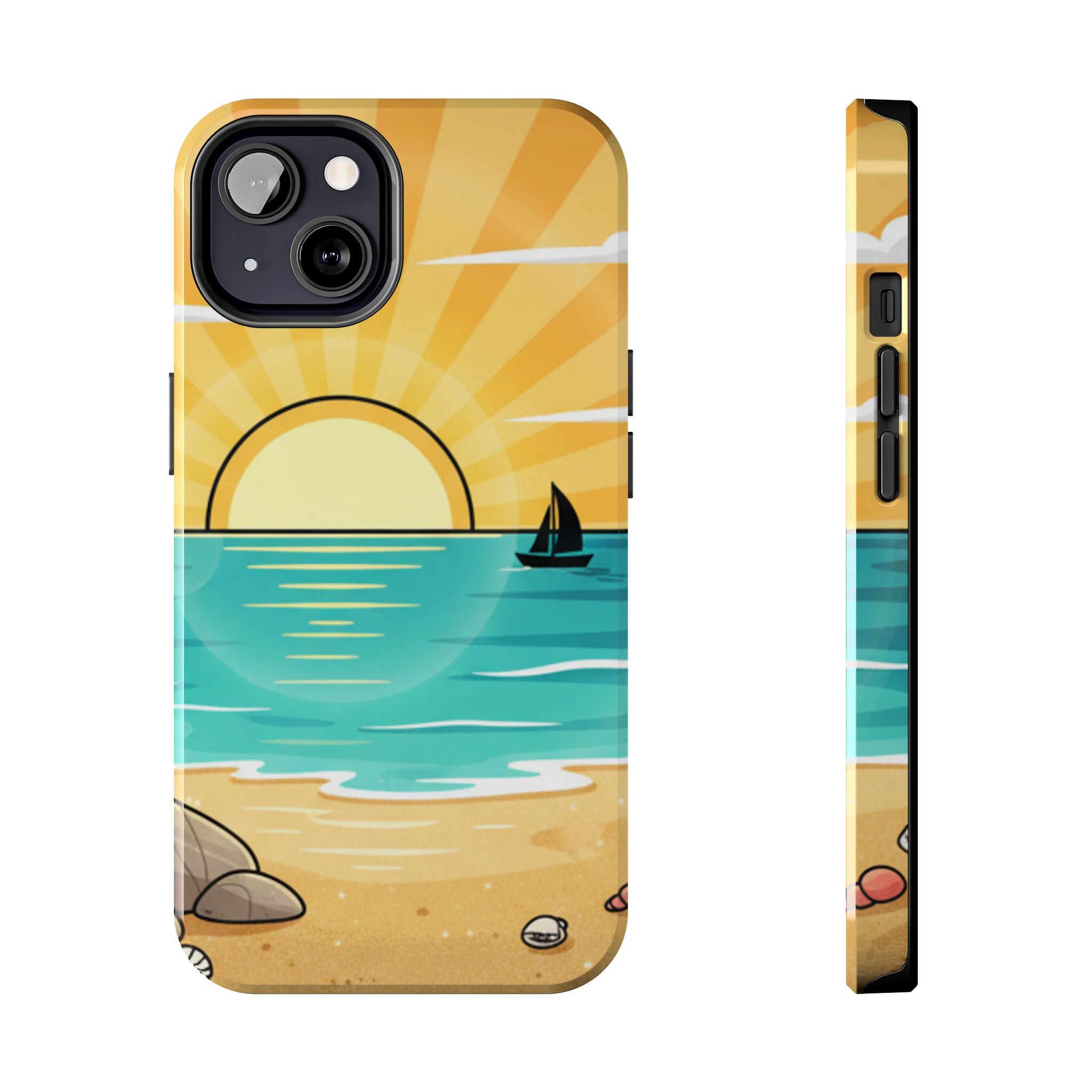 Tough Phone Case — Sunset Beach Sailboat Design