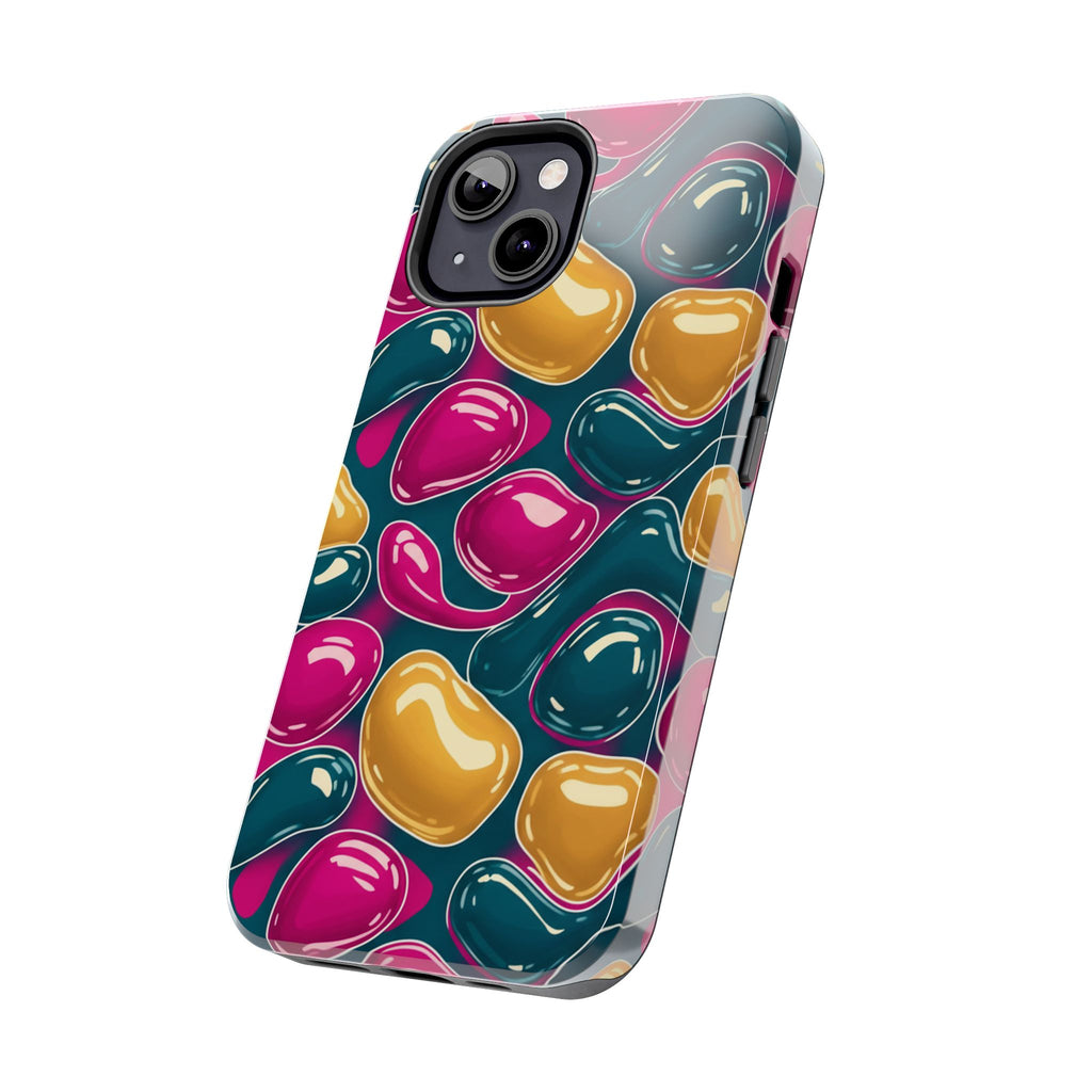 Abstract Colorful Blob Phone Case — Bold Teal, Magenta & Gold Protective Cover