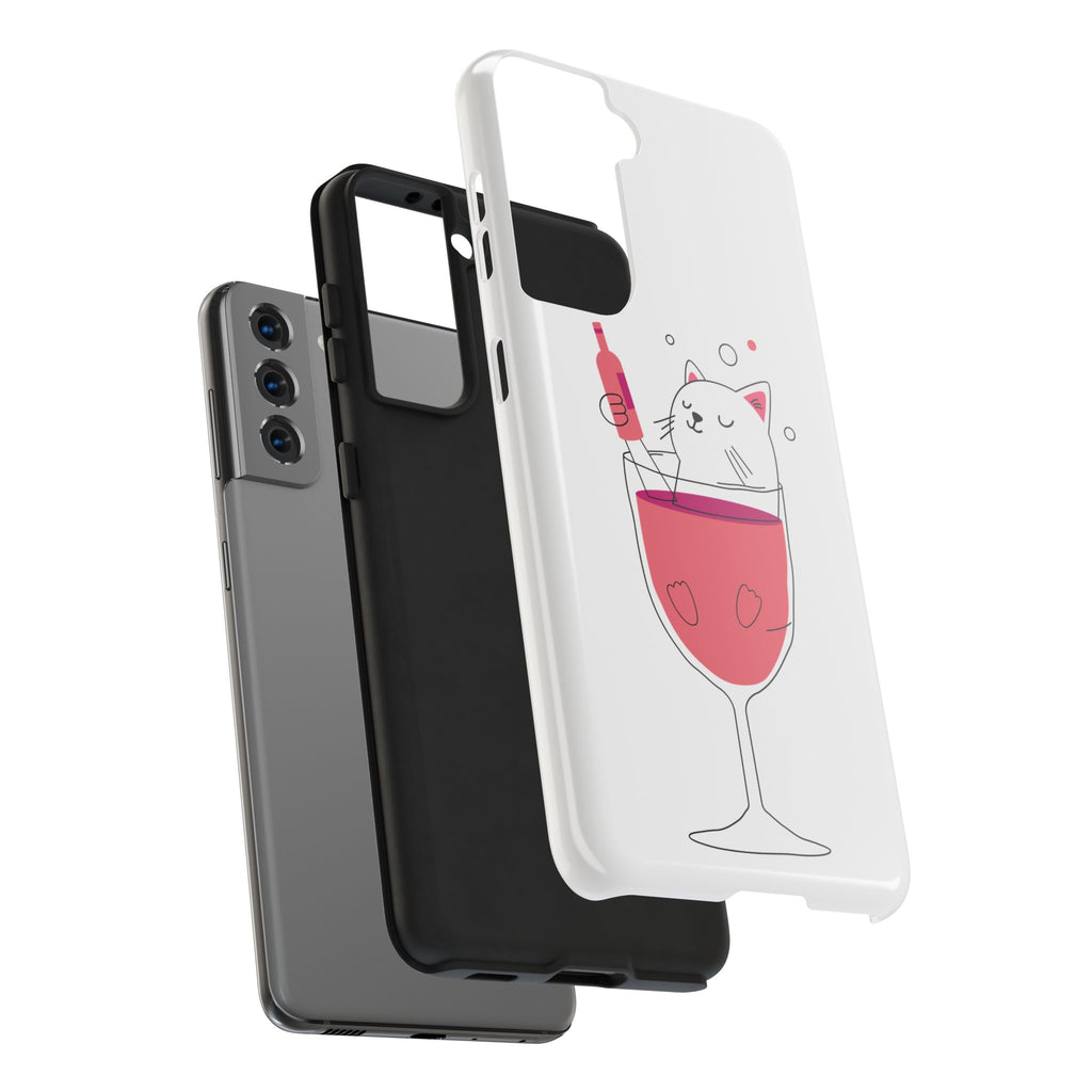 Cat Wine Phone Case — Cute Cat in Wine Glass Protective Case