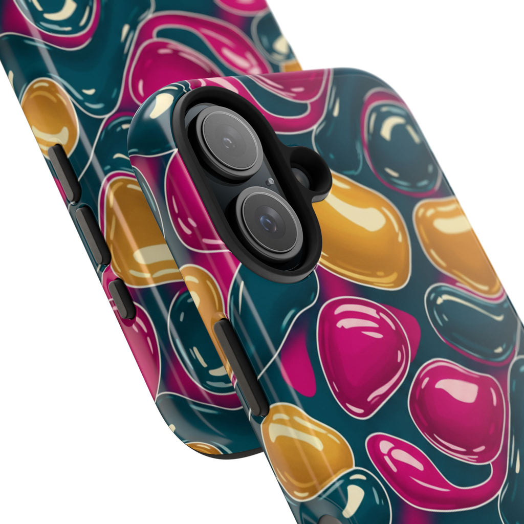 Abstract Colorful Blob Phone Case — Bold Teal, Magenta & Gold Protective Cover