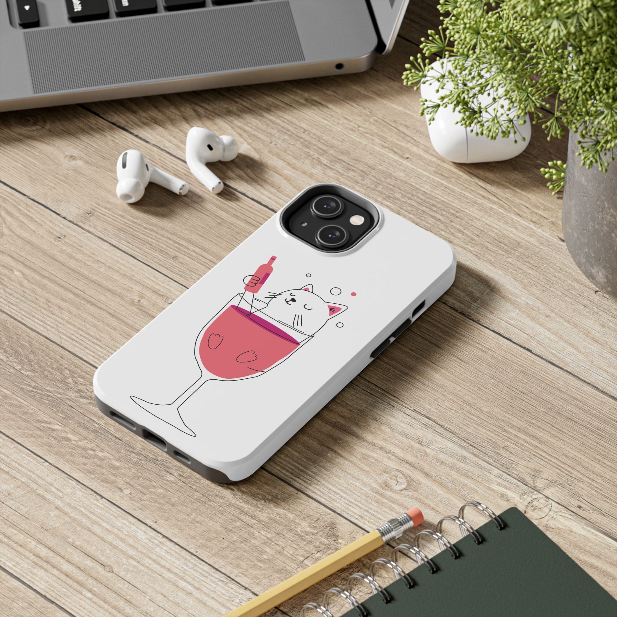Cat Wine Phone Case — Cute Cat in Wine Glass Protective Case