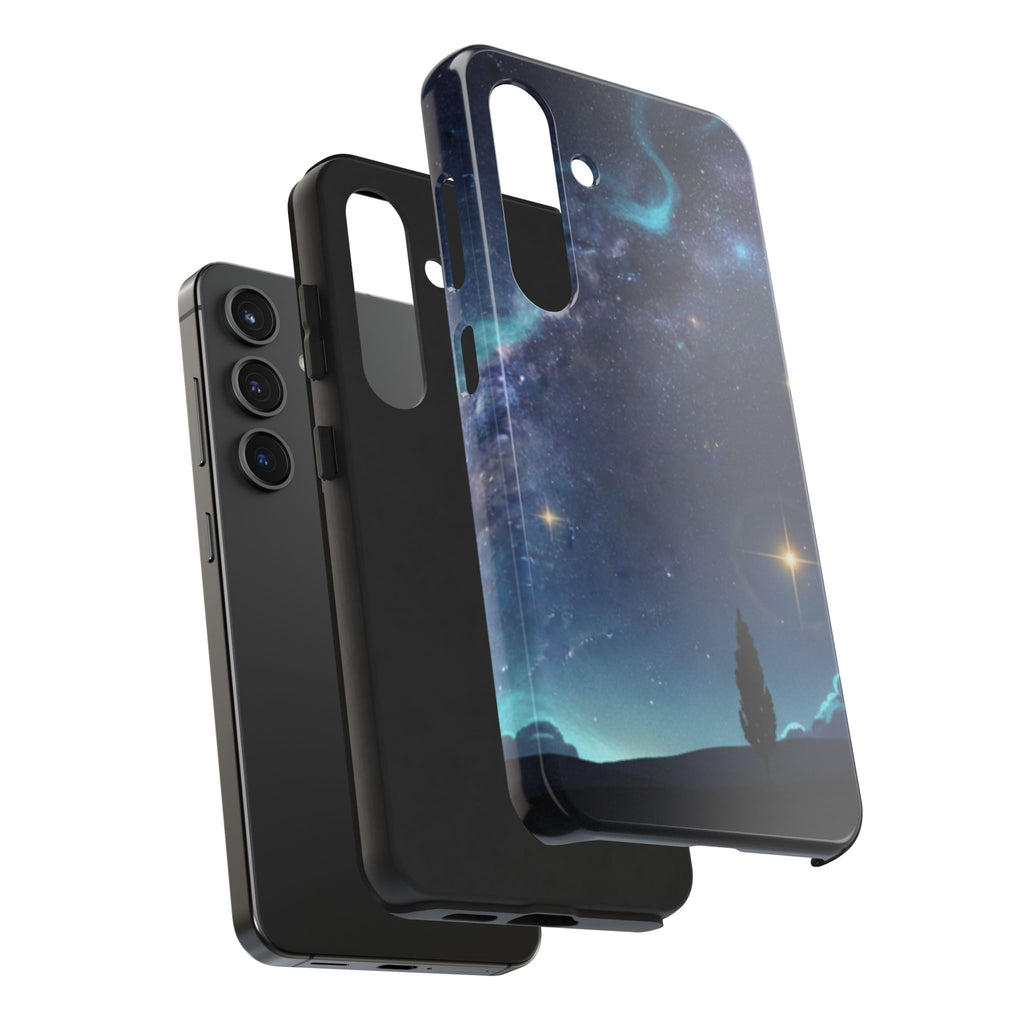 Galaxy Night Sky Tough Phone Case — Starry Landscape Protective Phone Cover