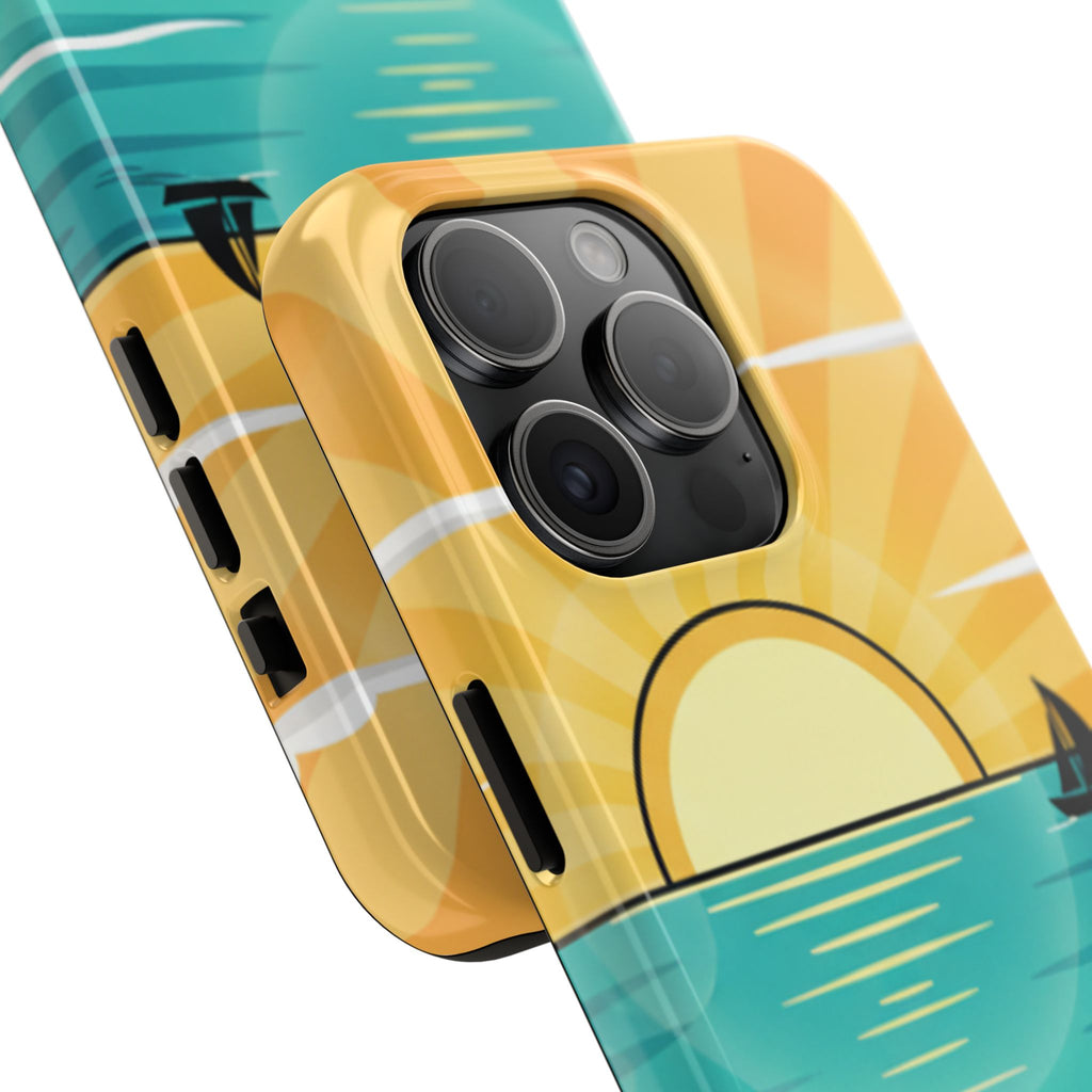 Tough Phone Case — Sunset Beach Sailboat Design