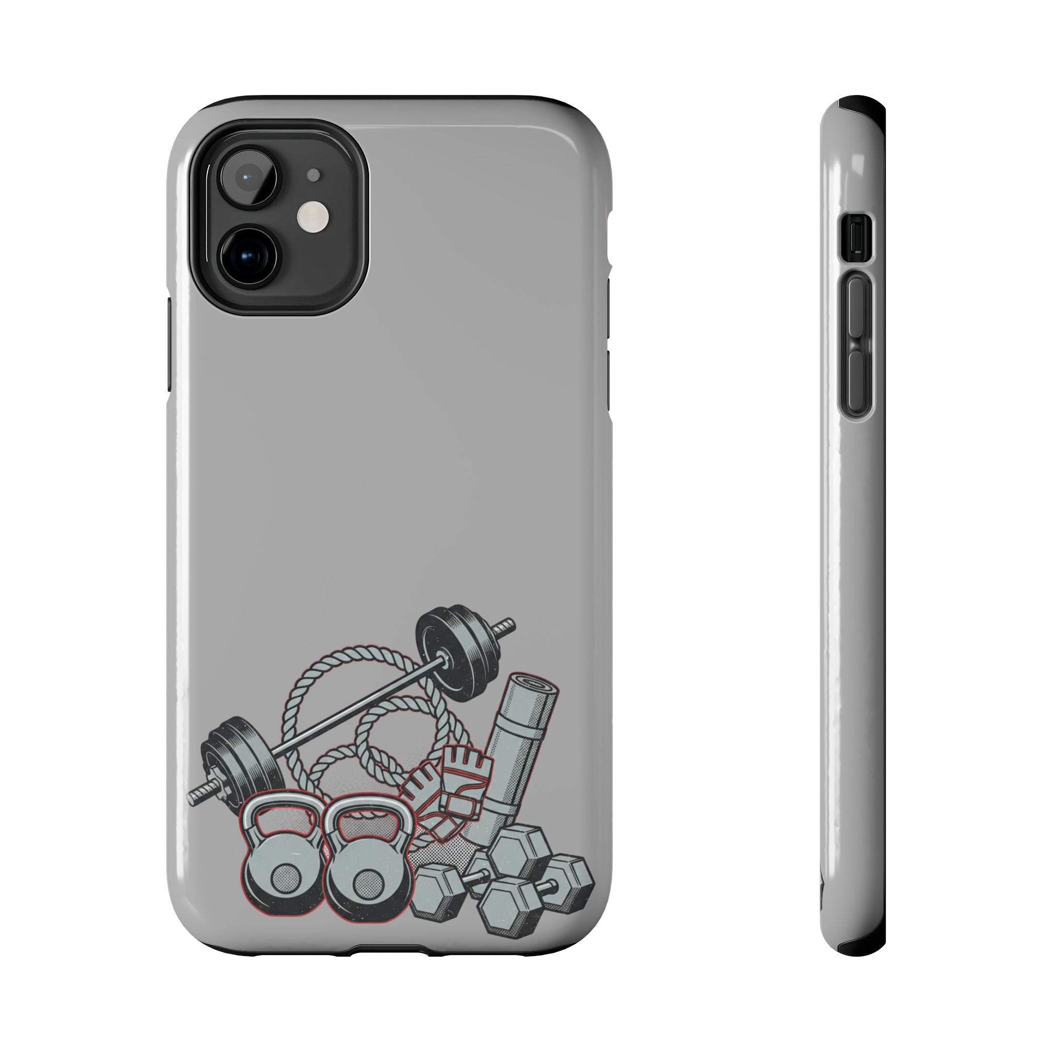 Fitness Gear Tough Phone Case — Dumbbells, Kettlebells & Jump Rope Design