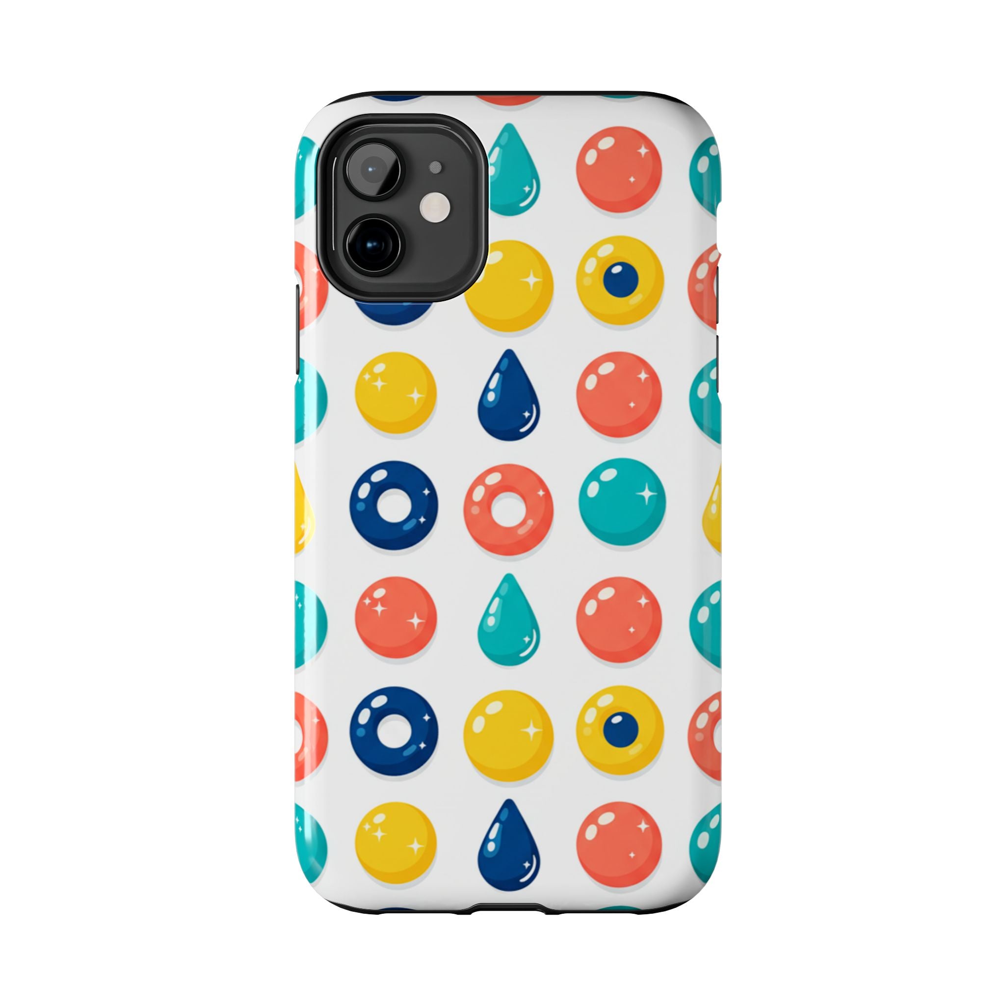 Colorful Candy Dot Tough Phone Case — Bright Retro Polka Drop Design