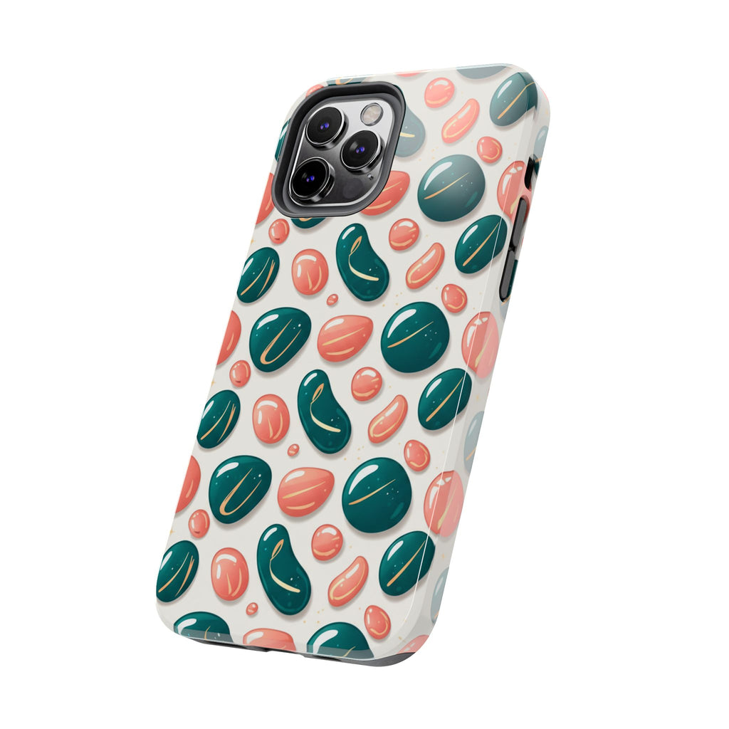 Abstract Pebble Pattern Tough Phone Case — Coral & Teal Protective Cover