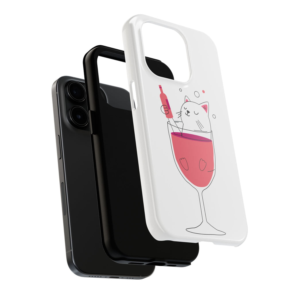 Cat Wine Phone Case — Cute Cat in Wine Glass Protective Case