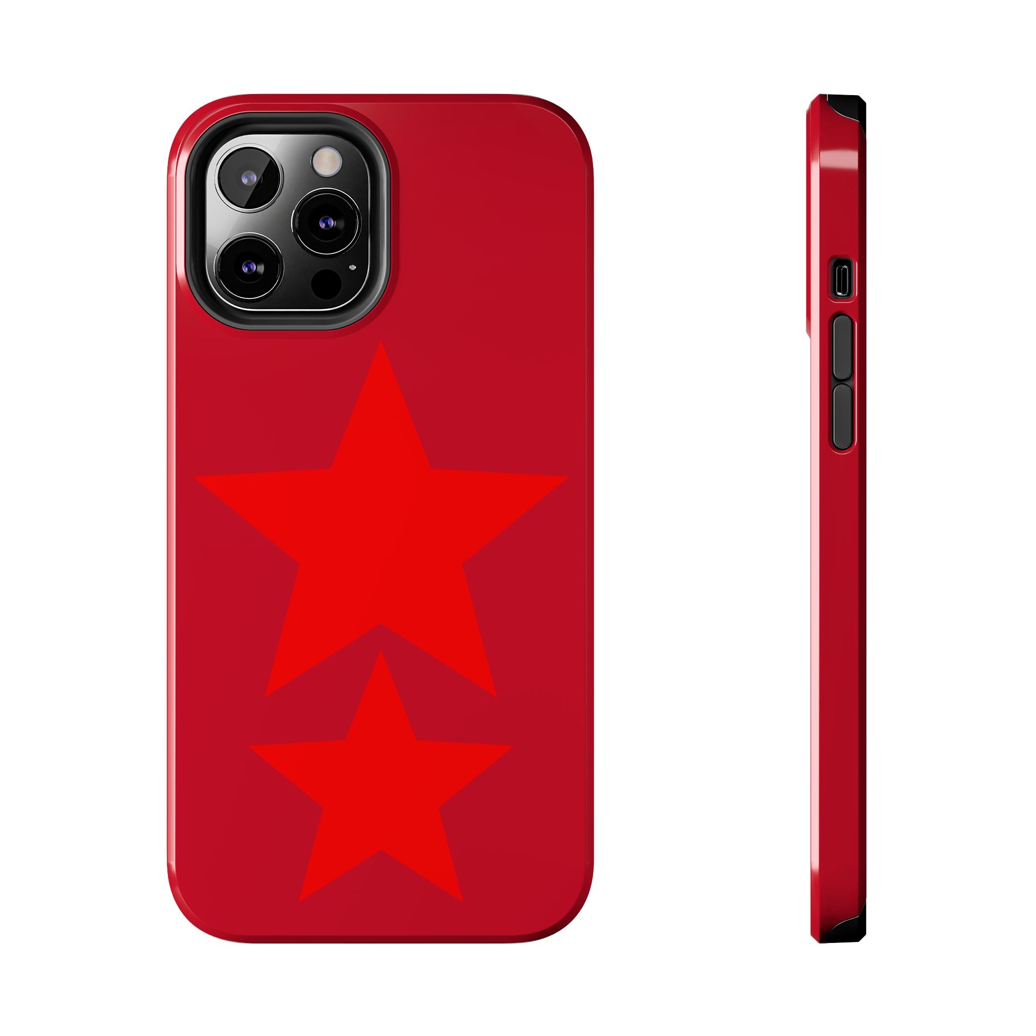 Red Star Tough Phone Case — Dual-Star Protective iPhone Cover