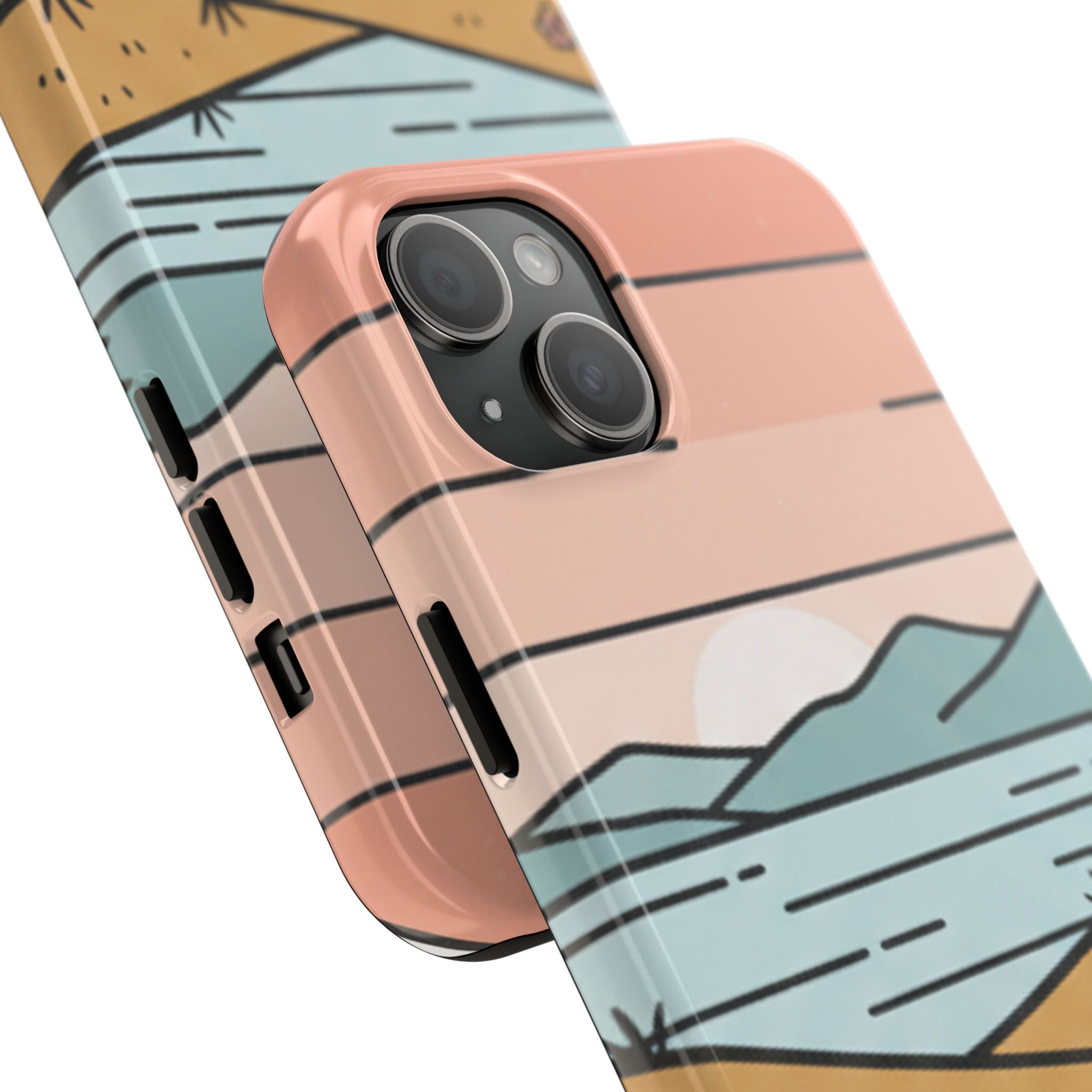 Scenic Path Tough Phone Case — Pastel Lake & Mountain Protective Cover