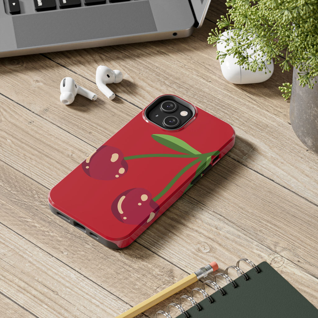 Cherry Red Tough Phone Case — Cute Retro Fruit iPhone Case
