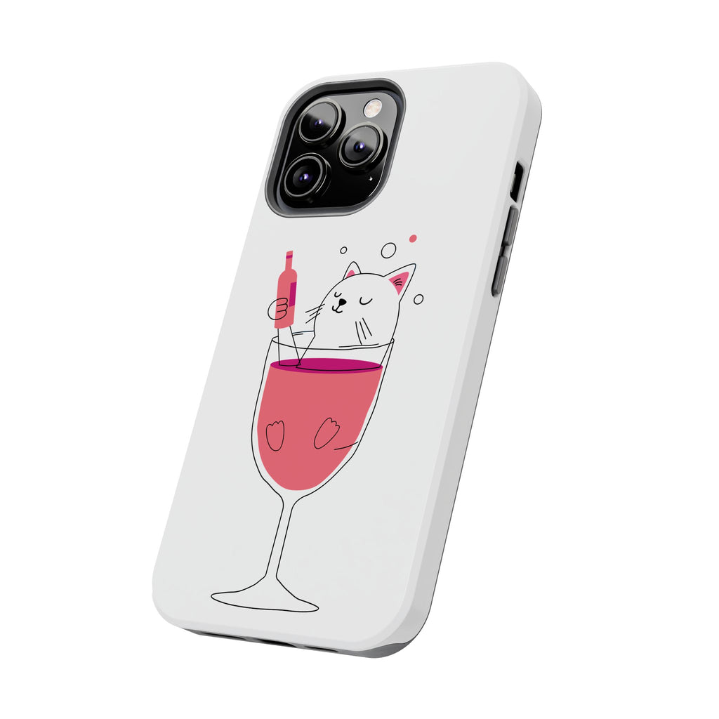 Cat Wine Phone Case — Cute Cat in Wine Glass Protective Case