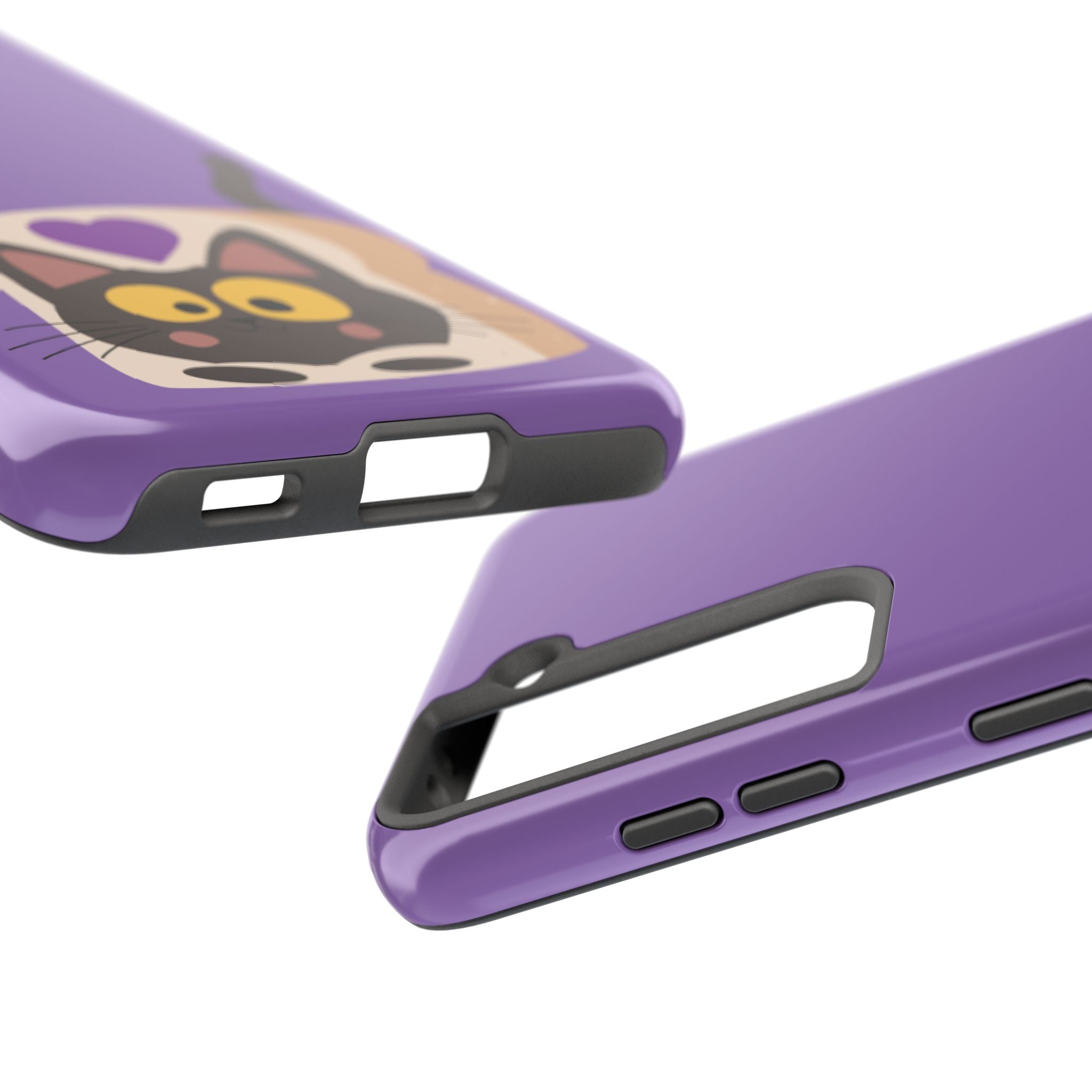 Purple Cute Cat-in-Bread Tough Phone Case — Cute Cat Heart Design