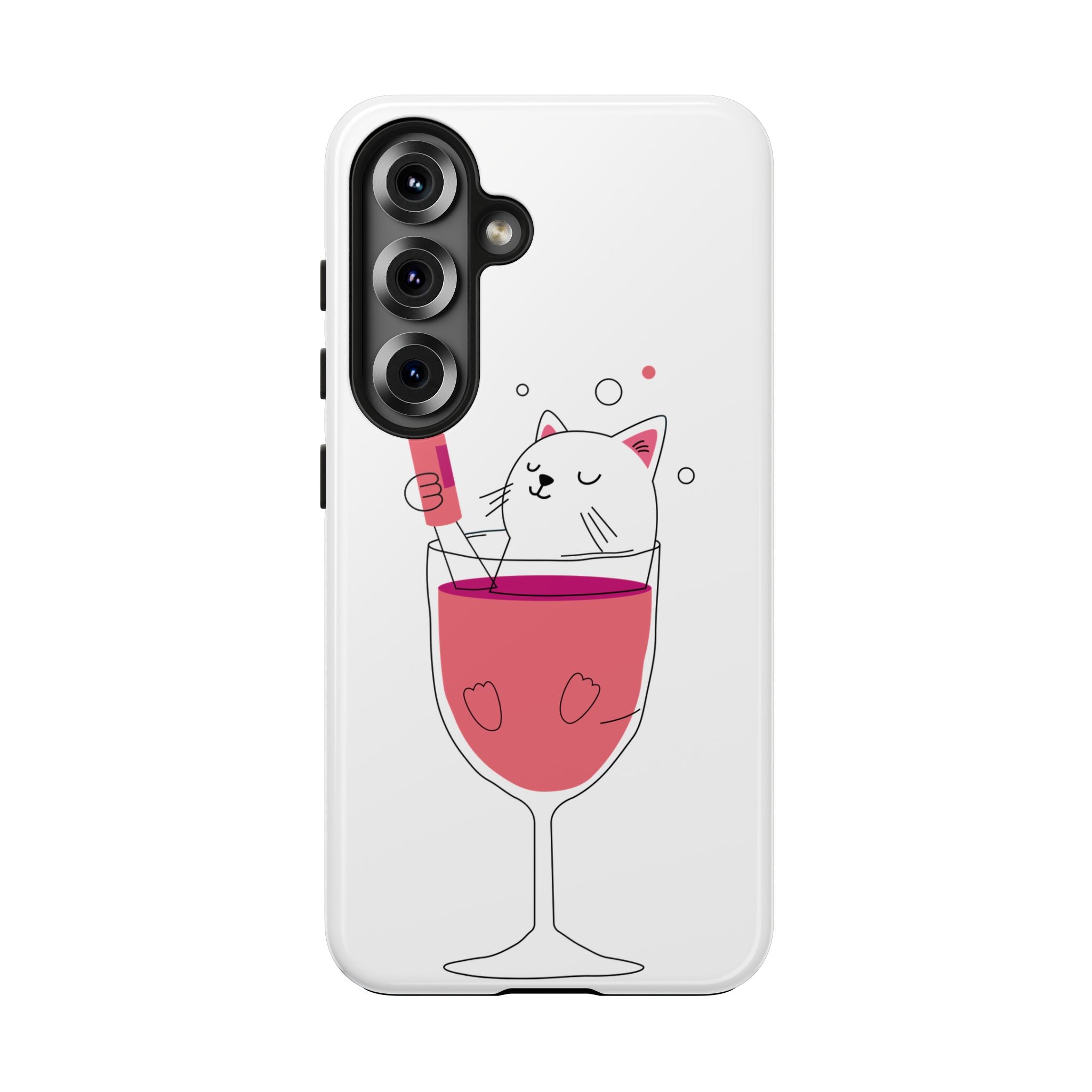Cat Wine Phone Case — Cute Cat in Wine Glass Protective Case
