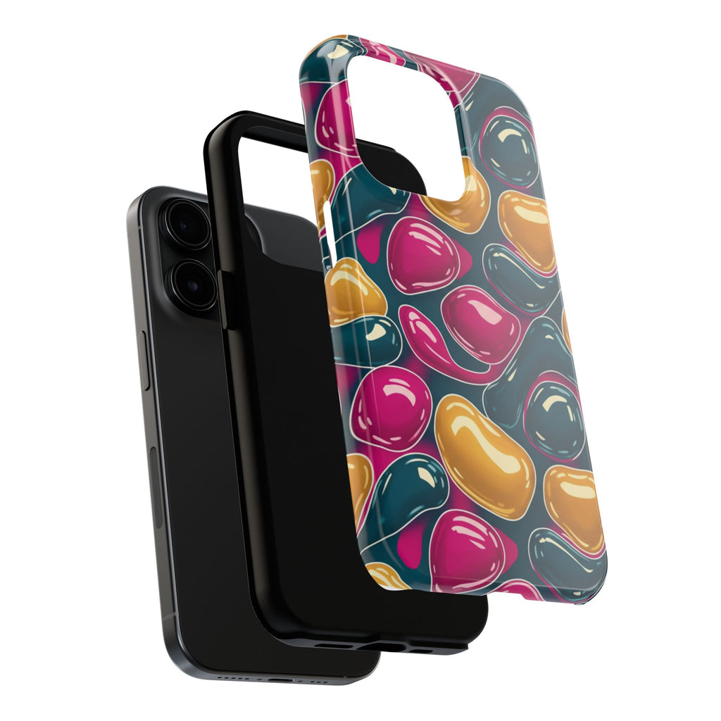 Abstract Colorful Blob Phone Case — Bold Teal, Magenta & Gold Protective Cover