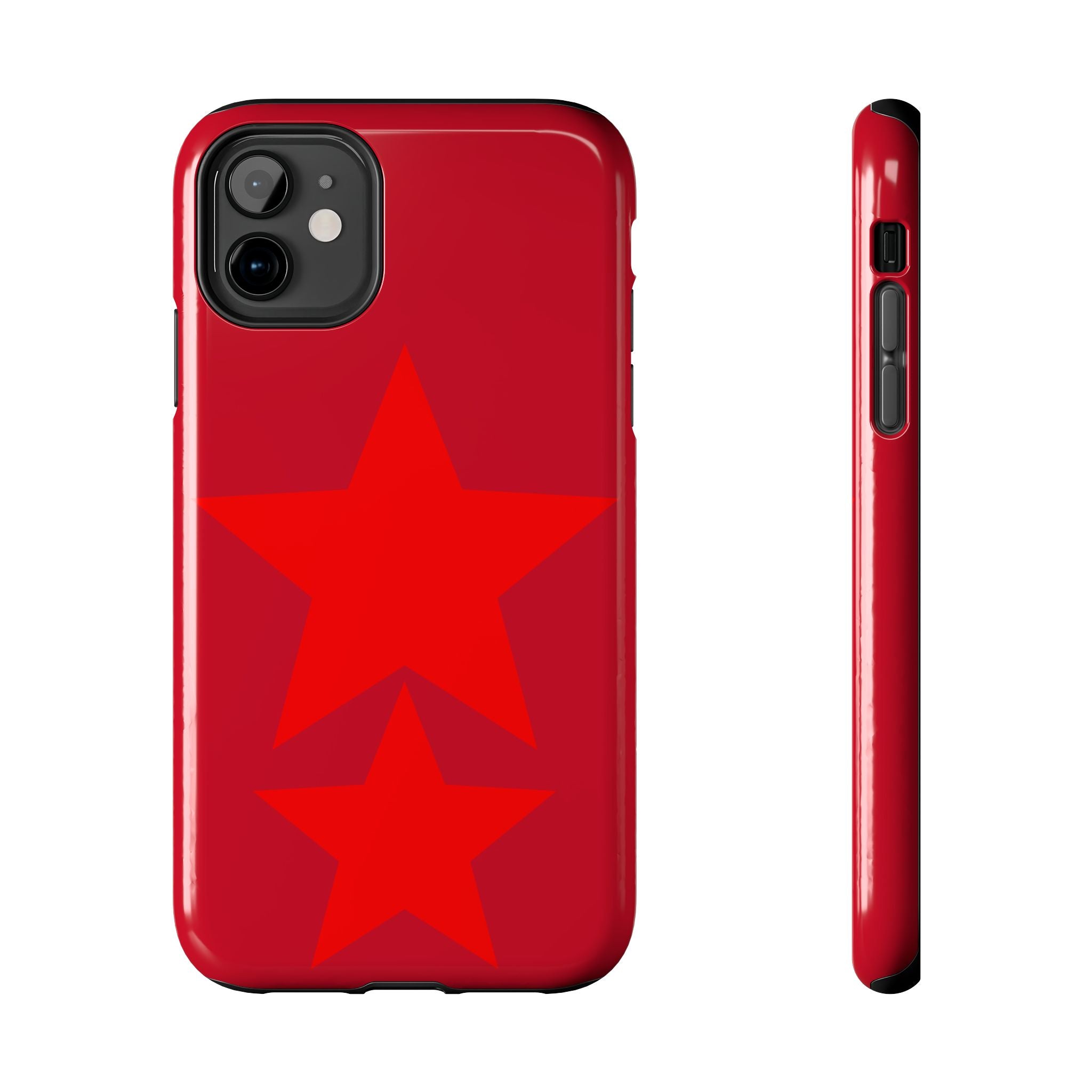 Red Star Tough Phone Case — Dual-Star Protective iPhone Cover